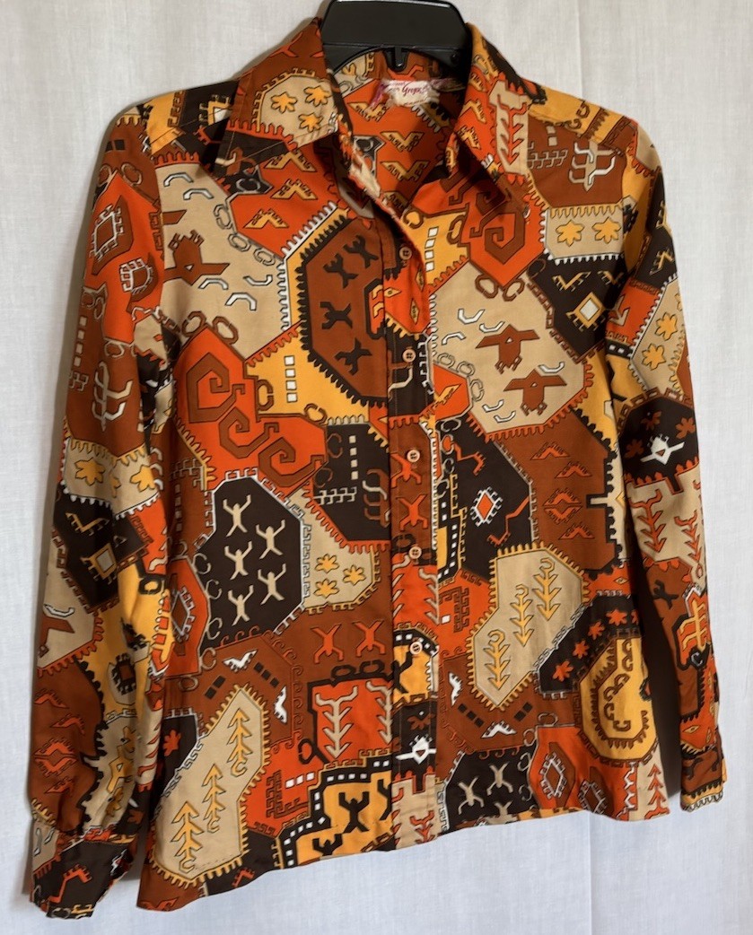 70s FASHIONED BY GREGORY MOD BLOUSE Festival Boho Disco Hippie Medium