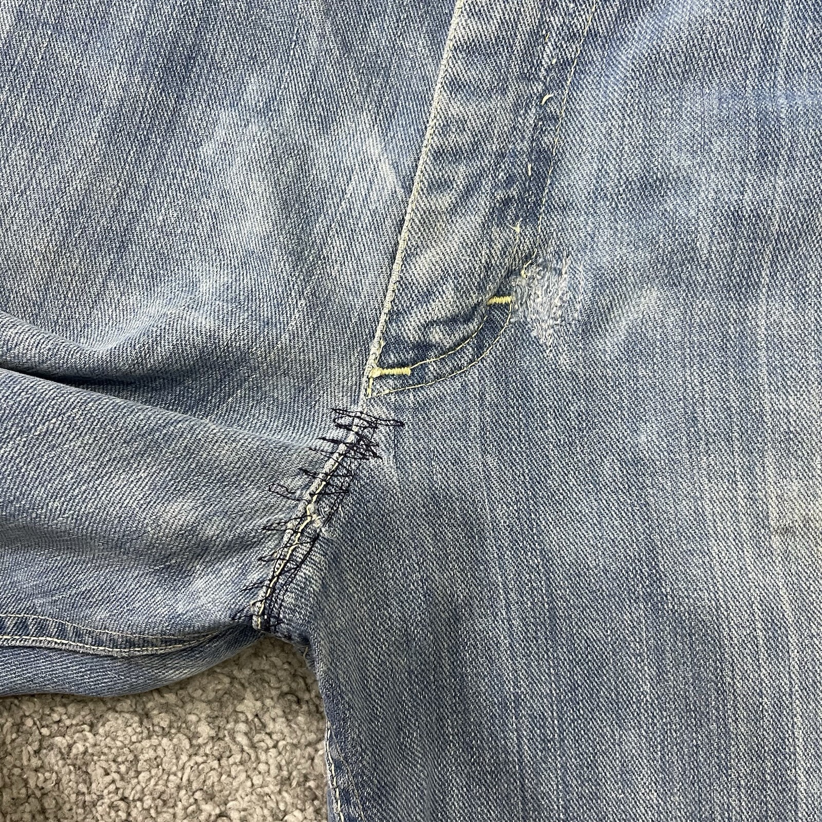 True Vintage 70s Hippie Denim Lee Flare Jeans Actual 31.5×34 Distressed