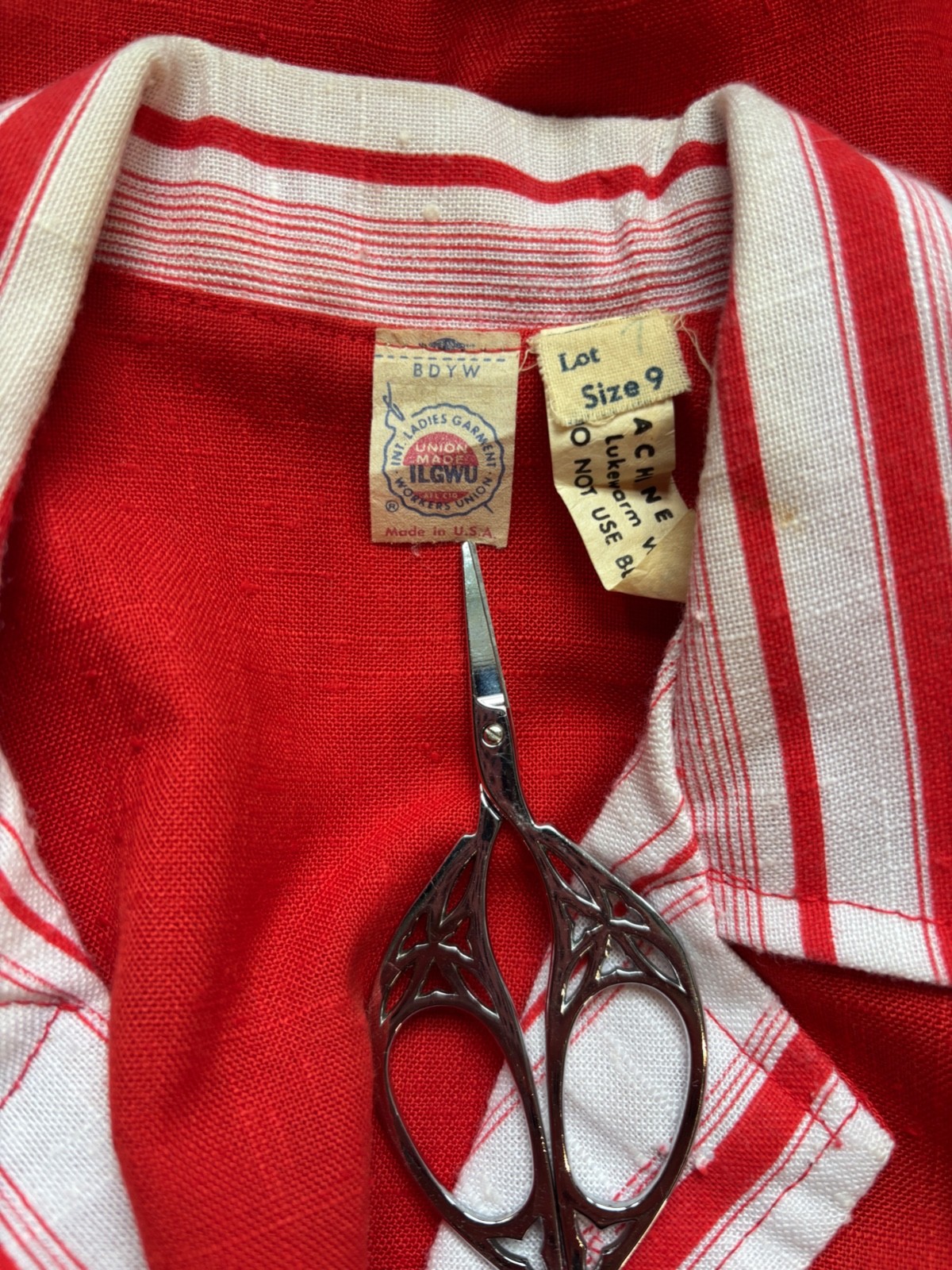 VTG 70’S WHITE&RED STRIPE 40’S INSPIRED PEPLUM JACKET&A-LINE SKIRT SET*XS/S