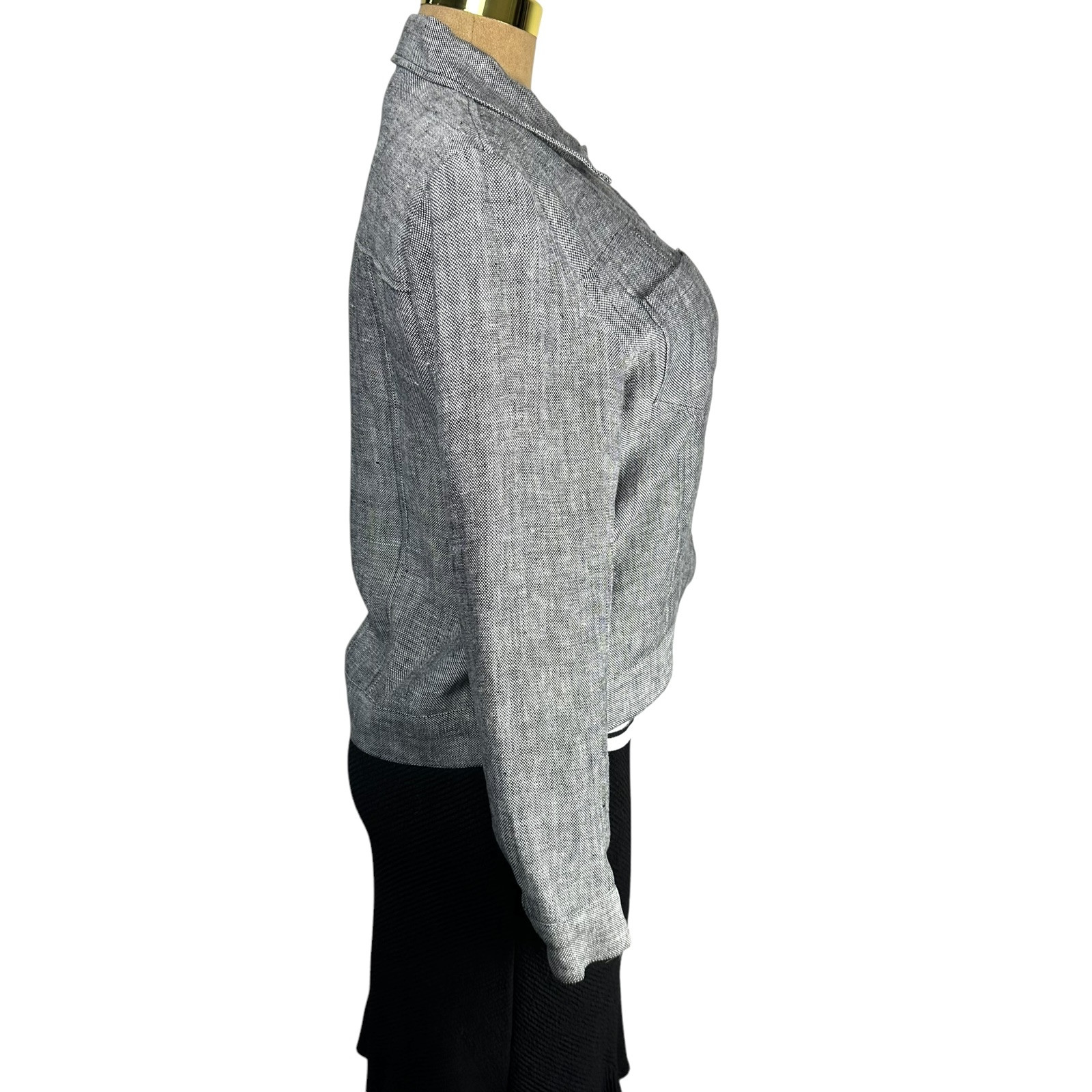 Vintage Pure Linen Jacket Women’s Sz 10 Gray Button Uniform by John Paul Richard