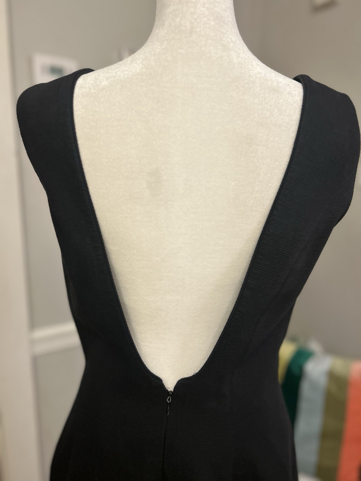 Vintage Barboglio Cristina Jan Dress Black Plunge Back Ribbed 8