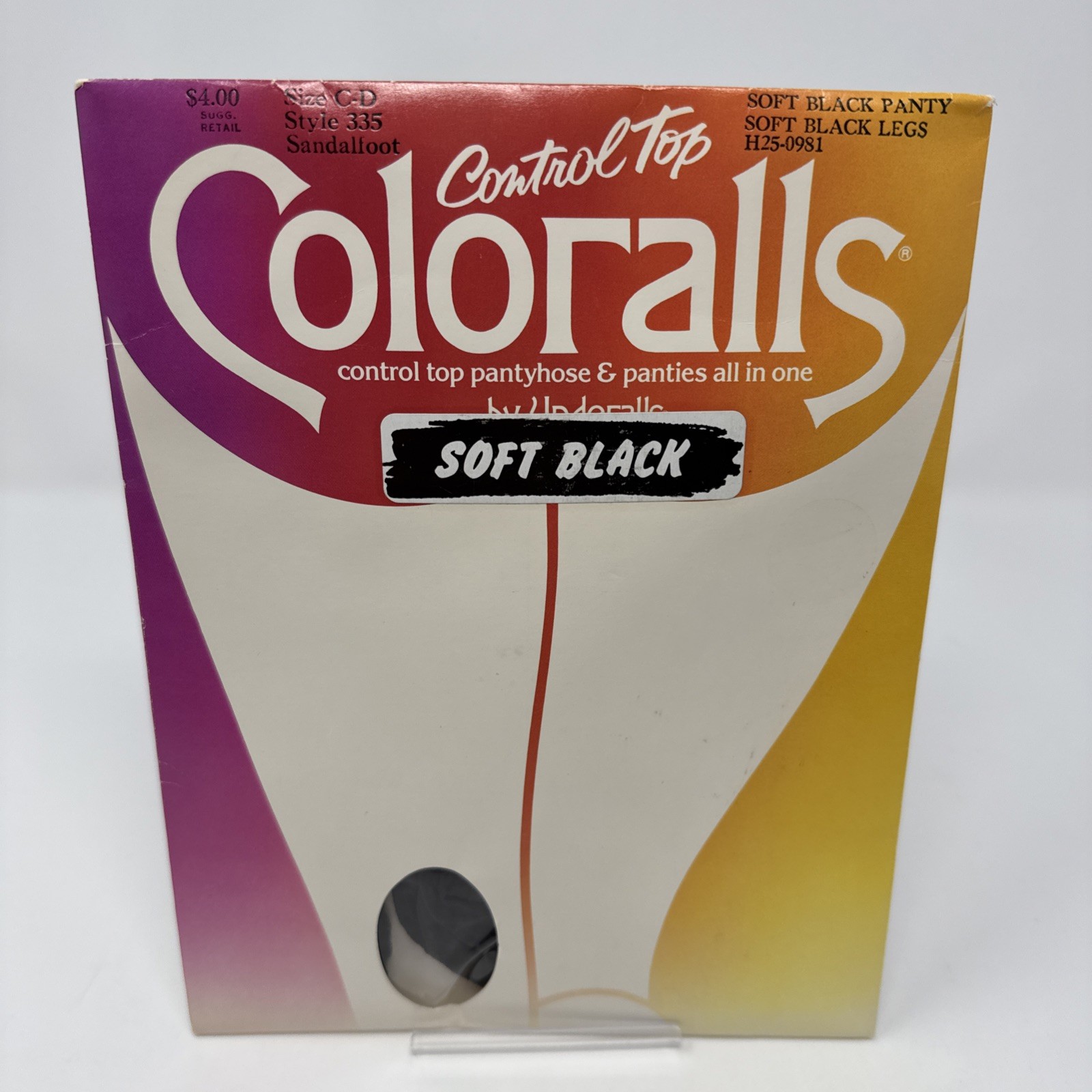 Vintage Coloralls Control Top Pantyhose(Size C-D Soft Black)Style 335 Sandalfoot