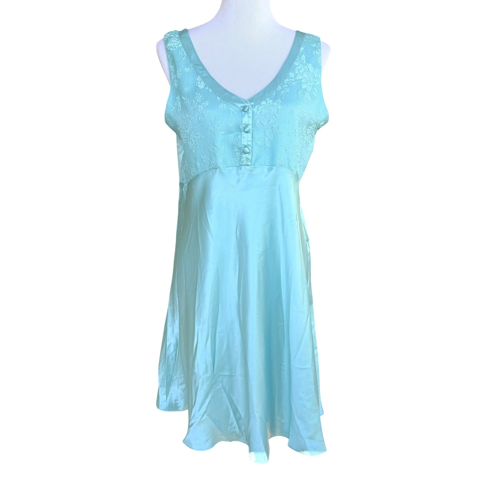 Vintage BG Intimates Soft Inspiration Size Medium Nightgown Slip Turquoise NEW