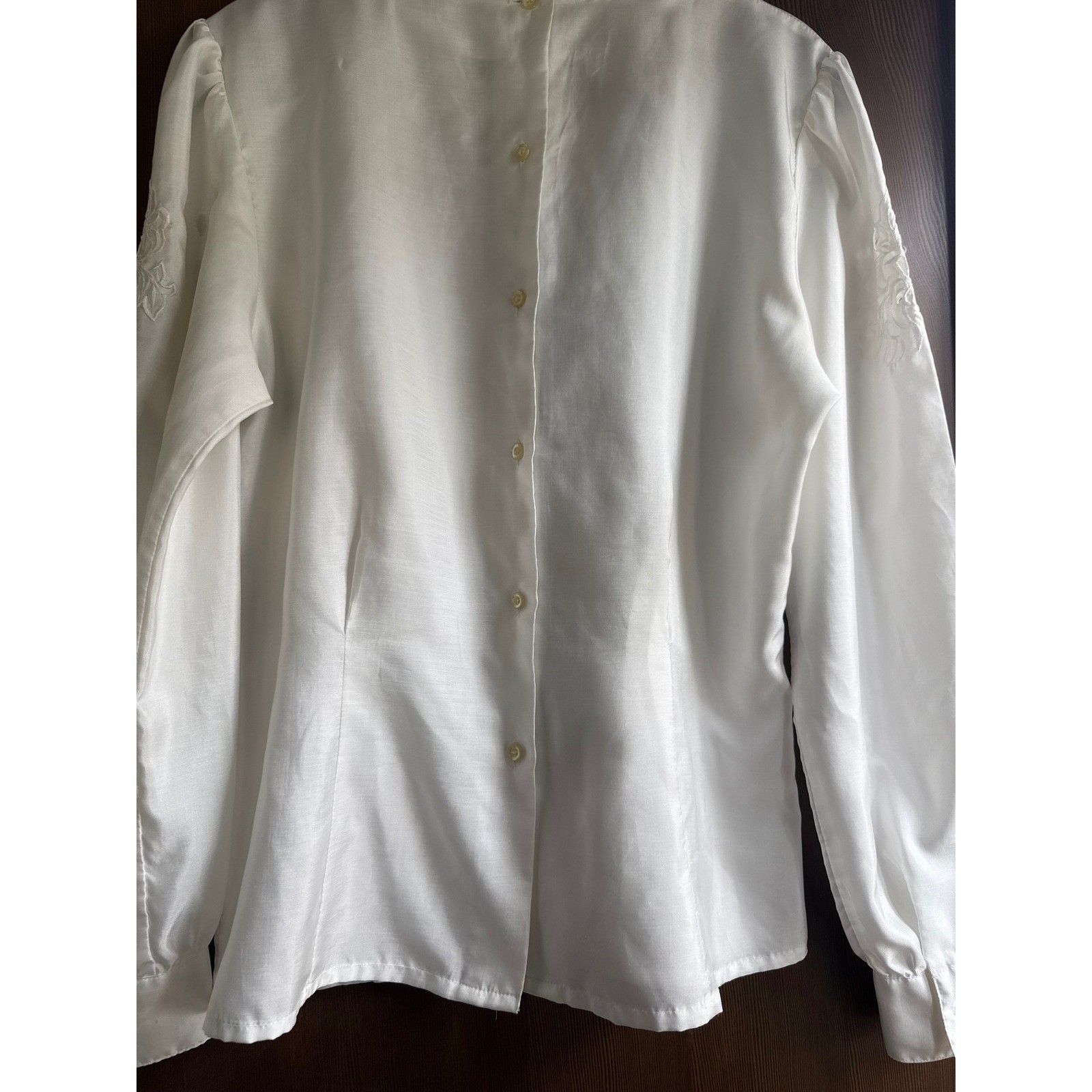 VTG Womens Victorian Revival Cottagecore Blouse White Size 8 Prairie Romantic