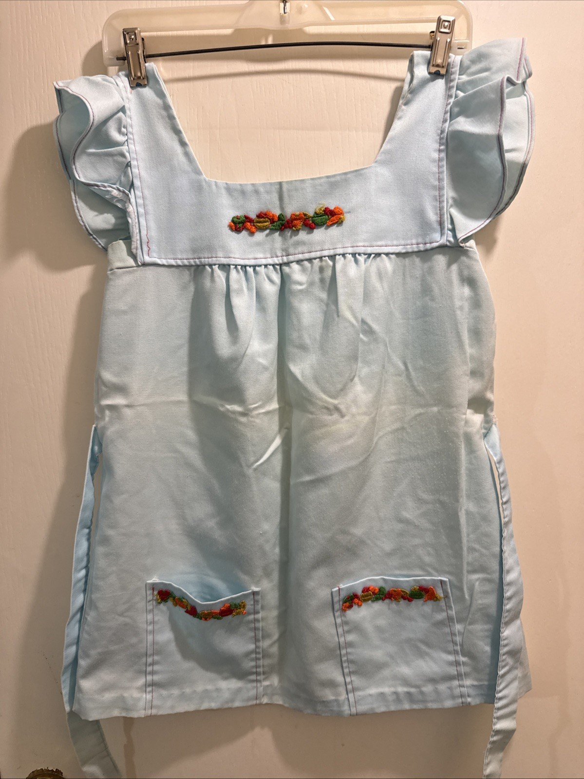 Vtg 70s Floral Pinafore Apron Smock Dress Prairie Hippie Mod Cottagecore Mini S