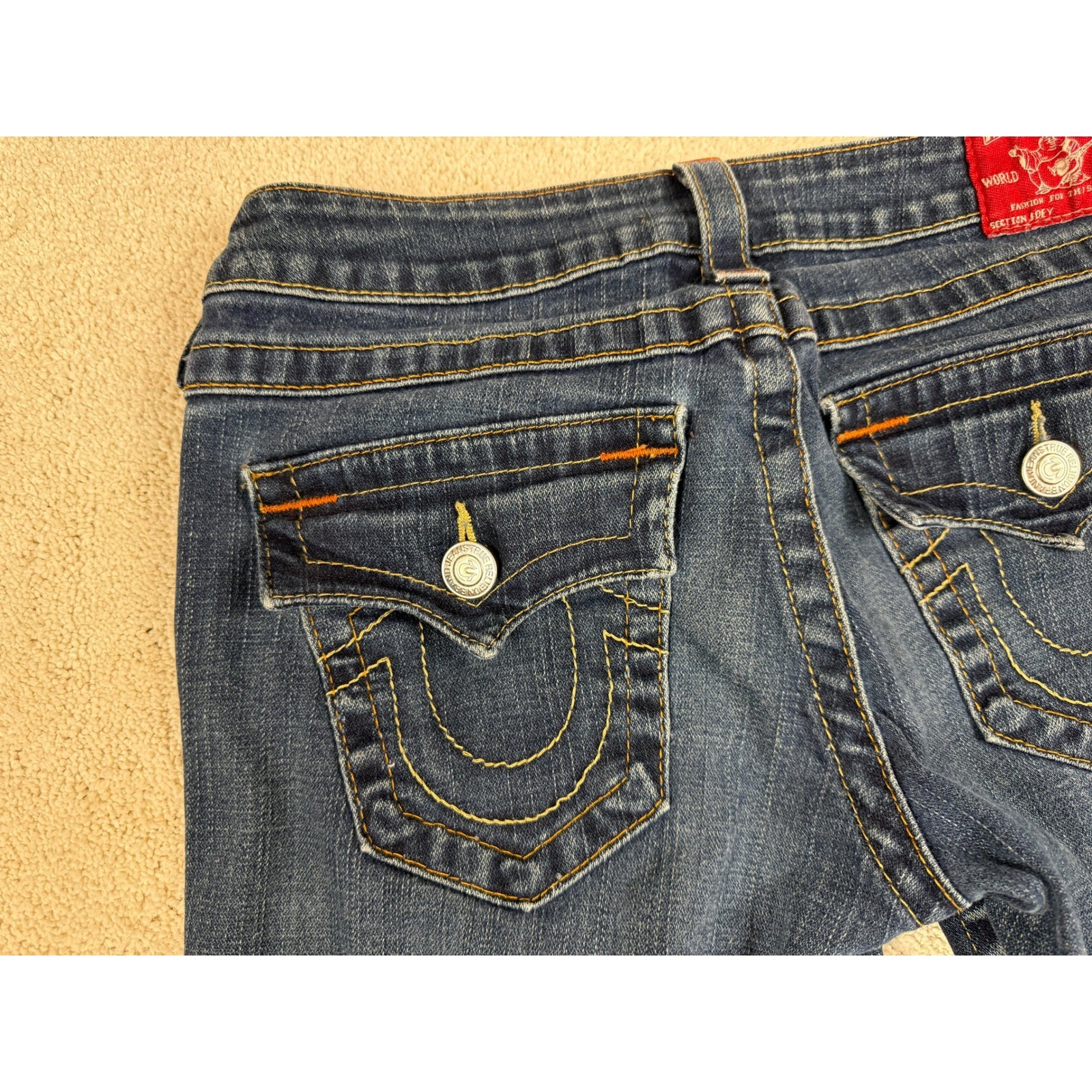 VINTAGE Y2K TRUE RELIGION JOEY Twisted Seam Distressed Jeans Women’s Sz 27 #1570