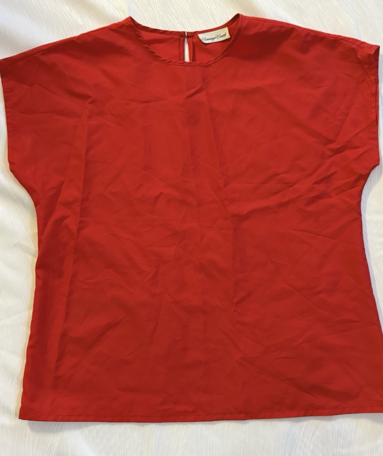 Vintage Carriage Court Red Blouse Top Minimalist 70s 80s Office Siren Retro
