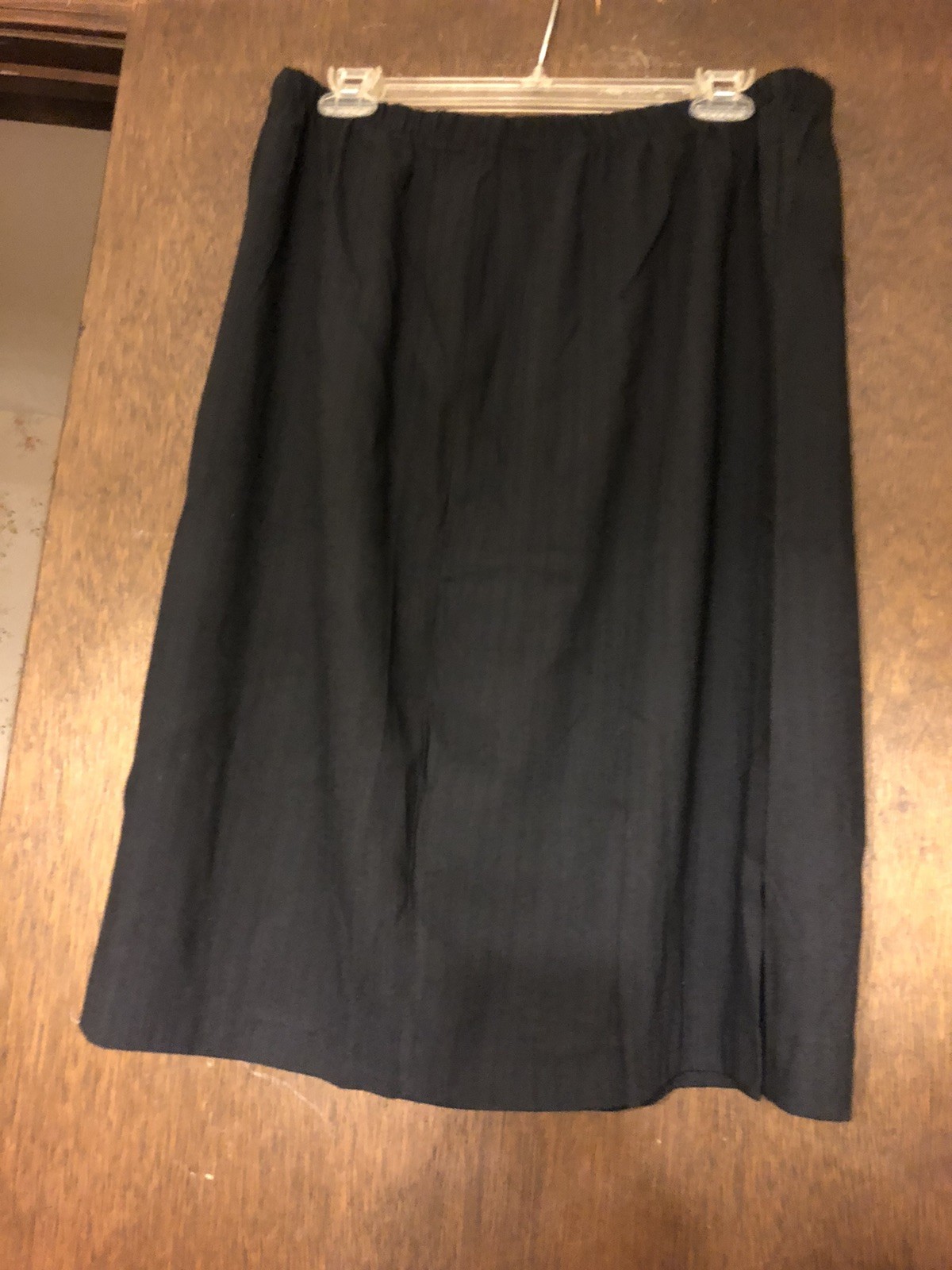 Vintage 80s Women’s Size 18 Black Straight Skirt 25” Long Elastic Waist 32-36