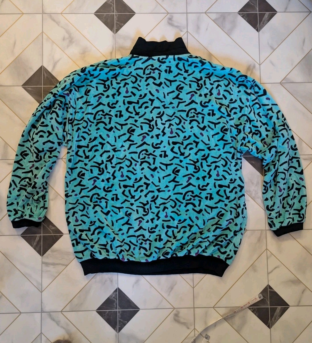 Vintage Abstract 80’s Teal Pullover Women’s Large
