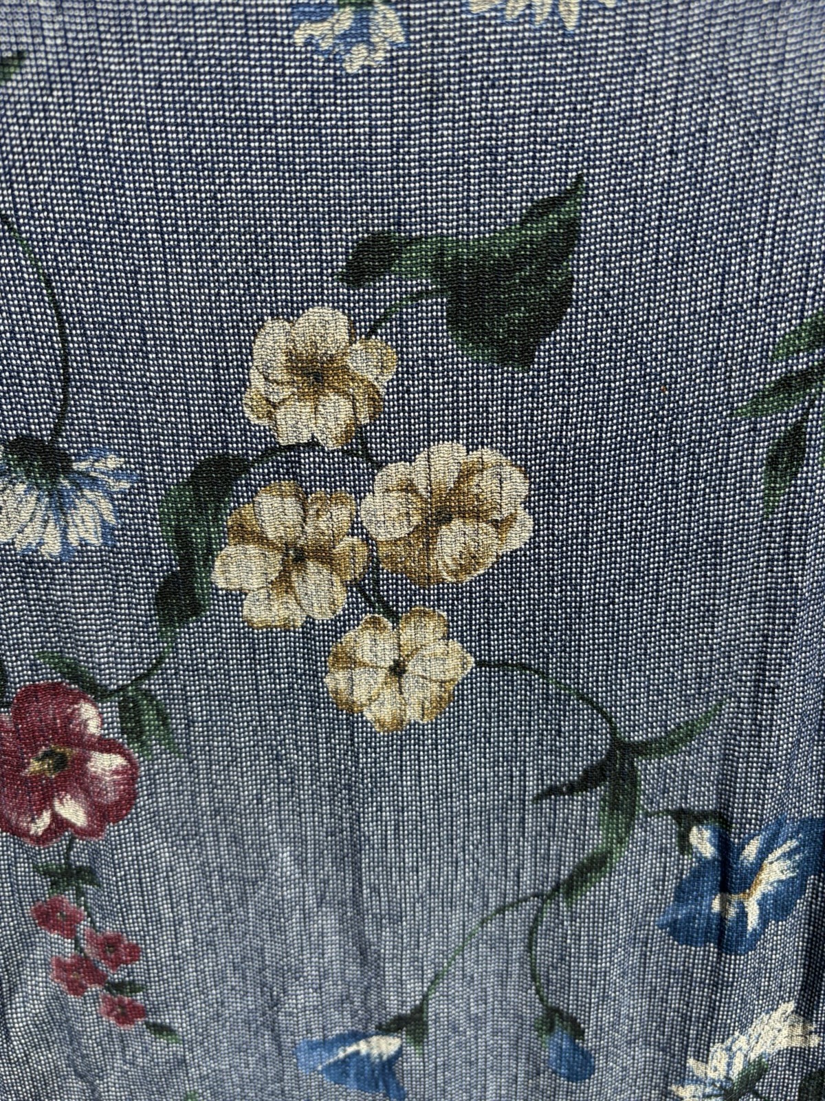 Vintage 1990s Just in Thyme Ltd Rayon Blue Floral Print Dress Sz16 Shoulder Pads