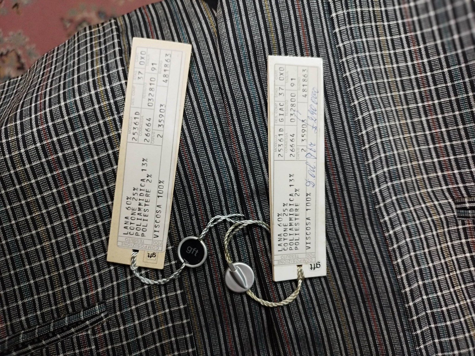 Cori® Vintage 1980s Geometric Pattern Stripes and Checkered Jacket + Skirt Set