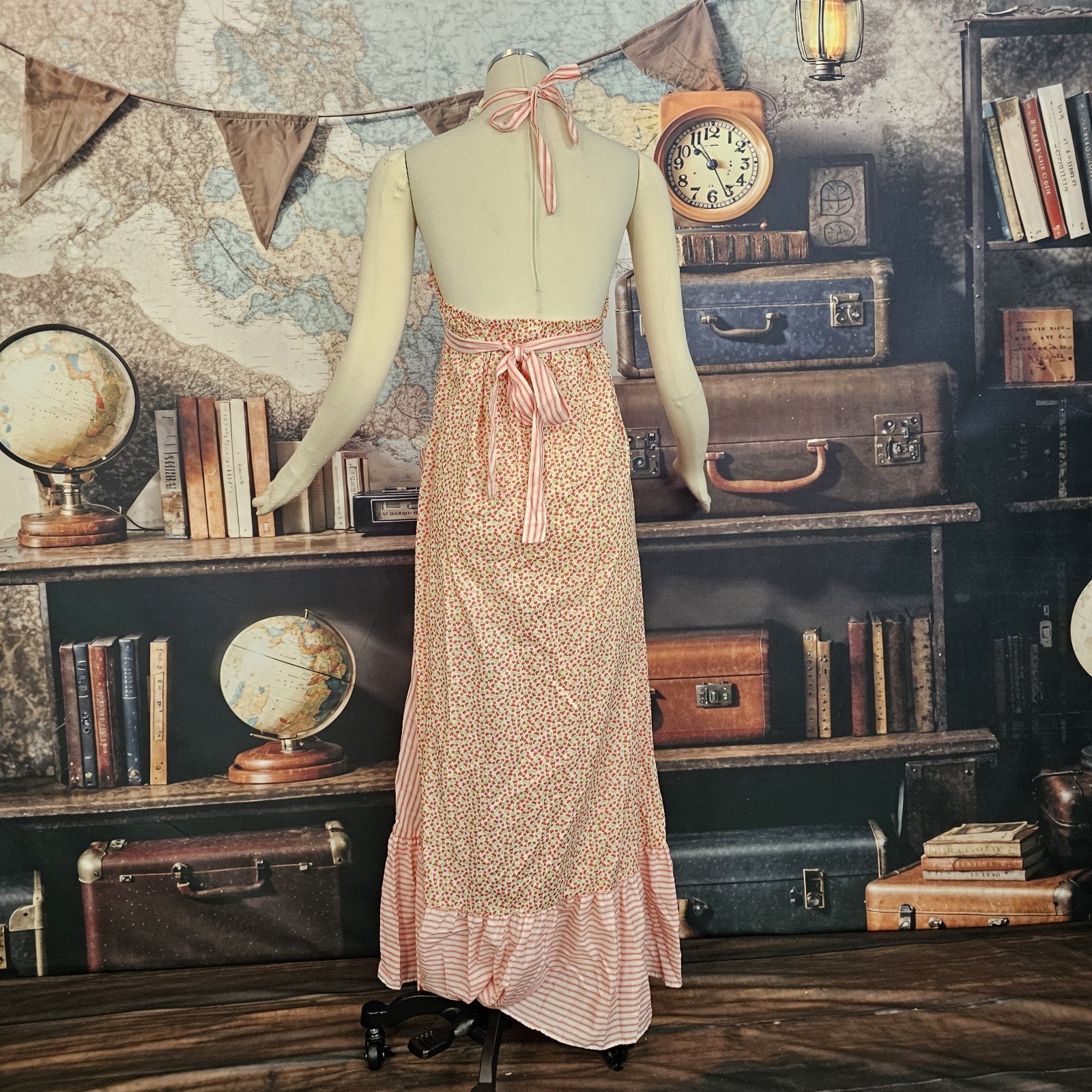 Vintage 1970s Maxi Dress Sundress Prairie Cottagecore Pinafore Fashions by Julie