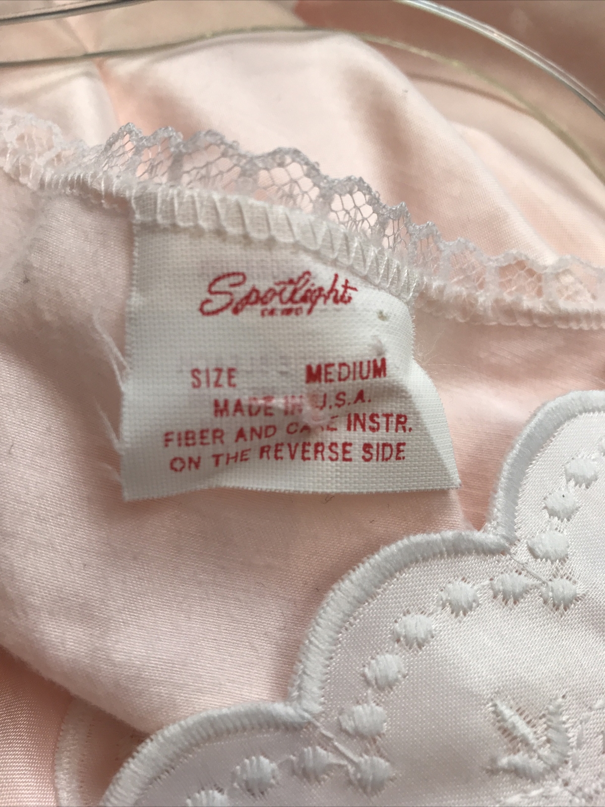 Vintage 70’s Long nightgown Medium by Spotlight Soft Pink White Embroidered