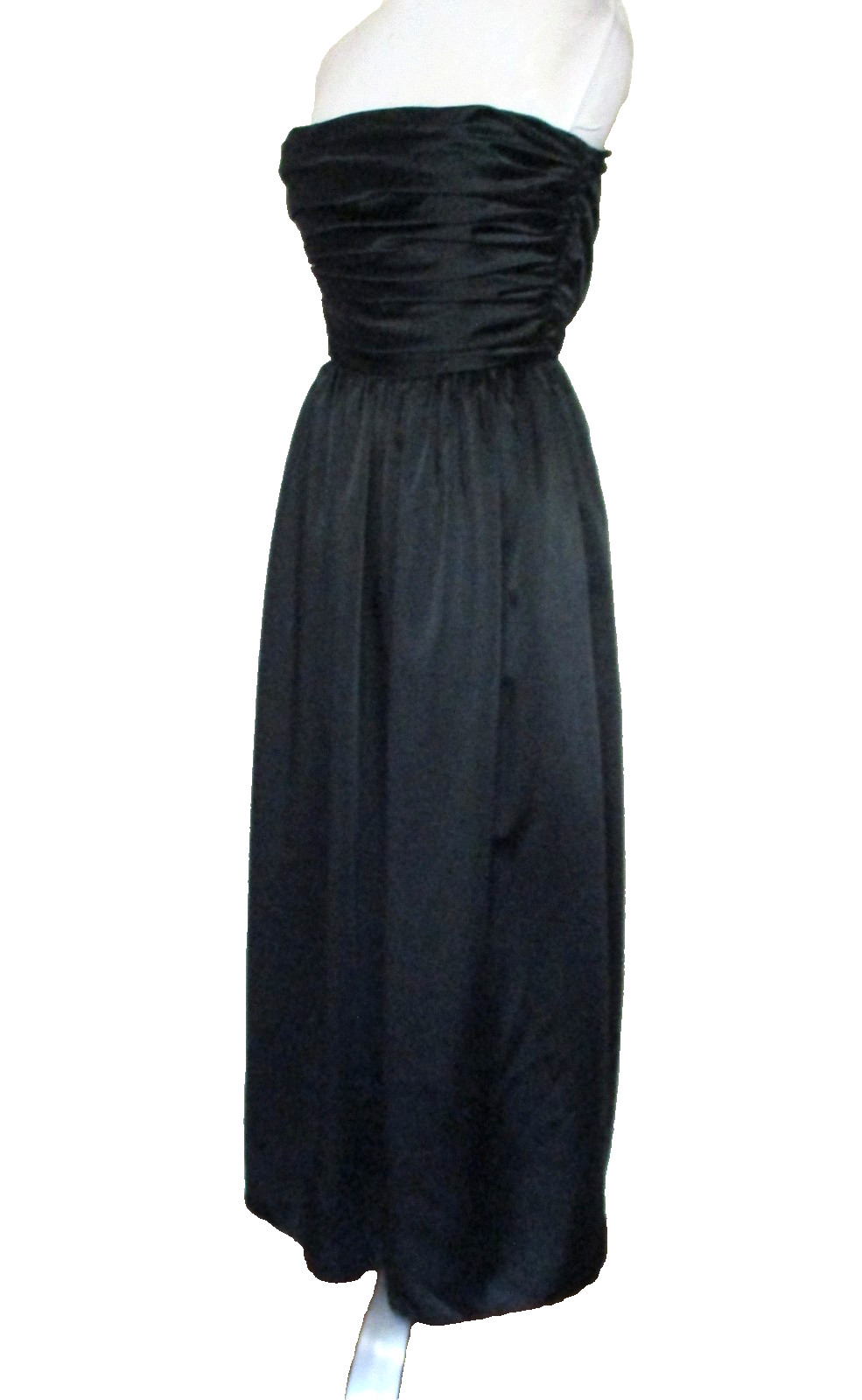 Vintage Anthony Muto Evening Gown Dress XS Women Black Satin Strapless