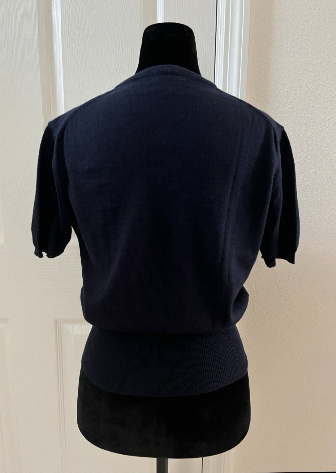 Vintage Vivienne Westwood Dark Navy Wool Knitted Sweater, Short Sleeve, Size L