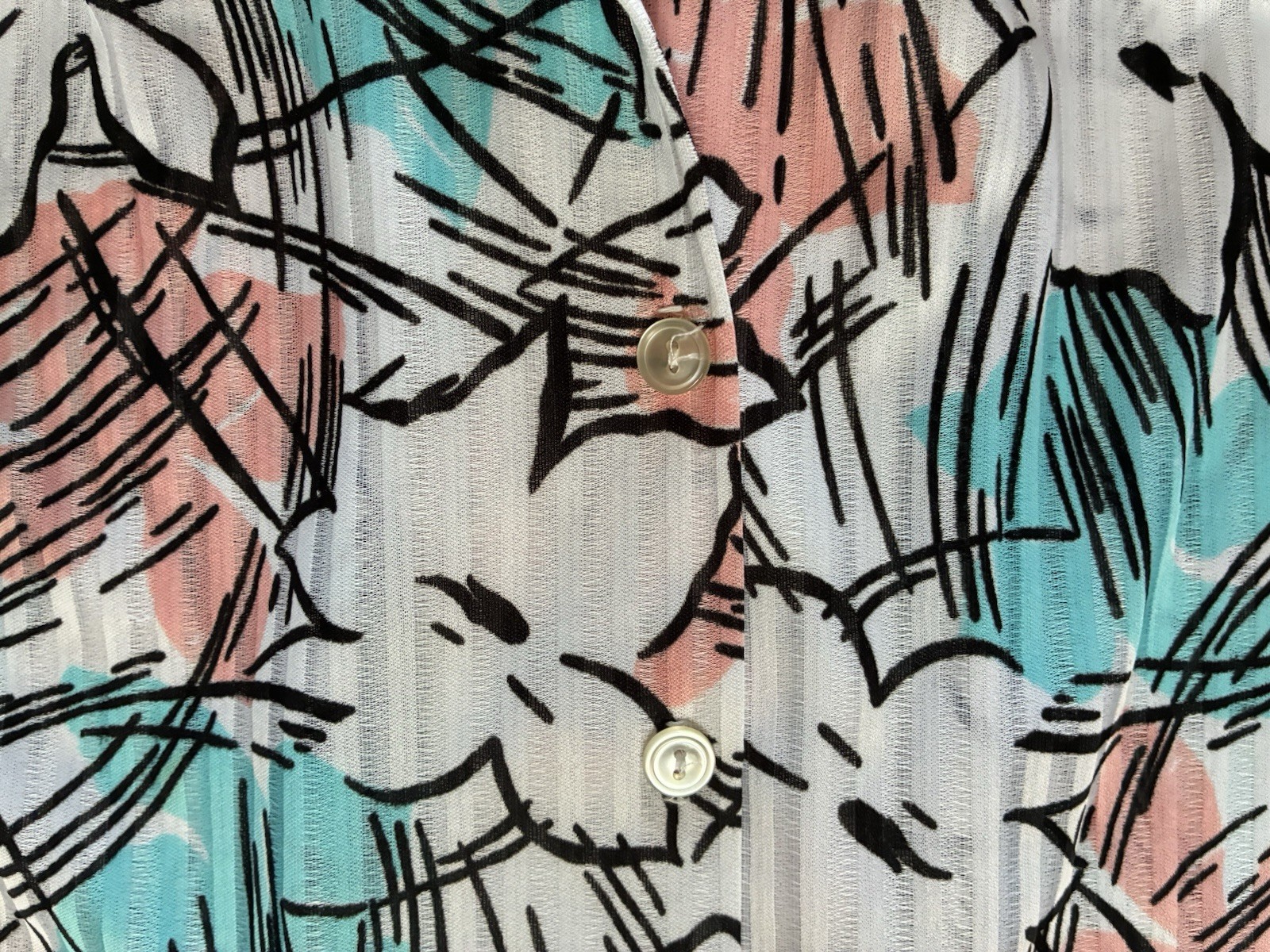 Vintage 80s Graff California Wear Abstract Floral Blouse Grandma Core M USA Made