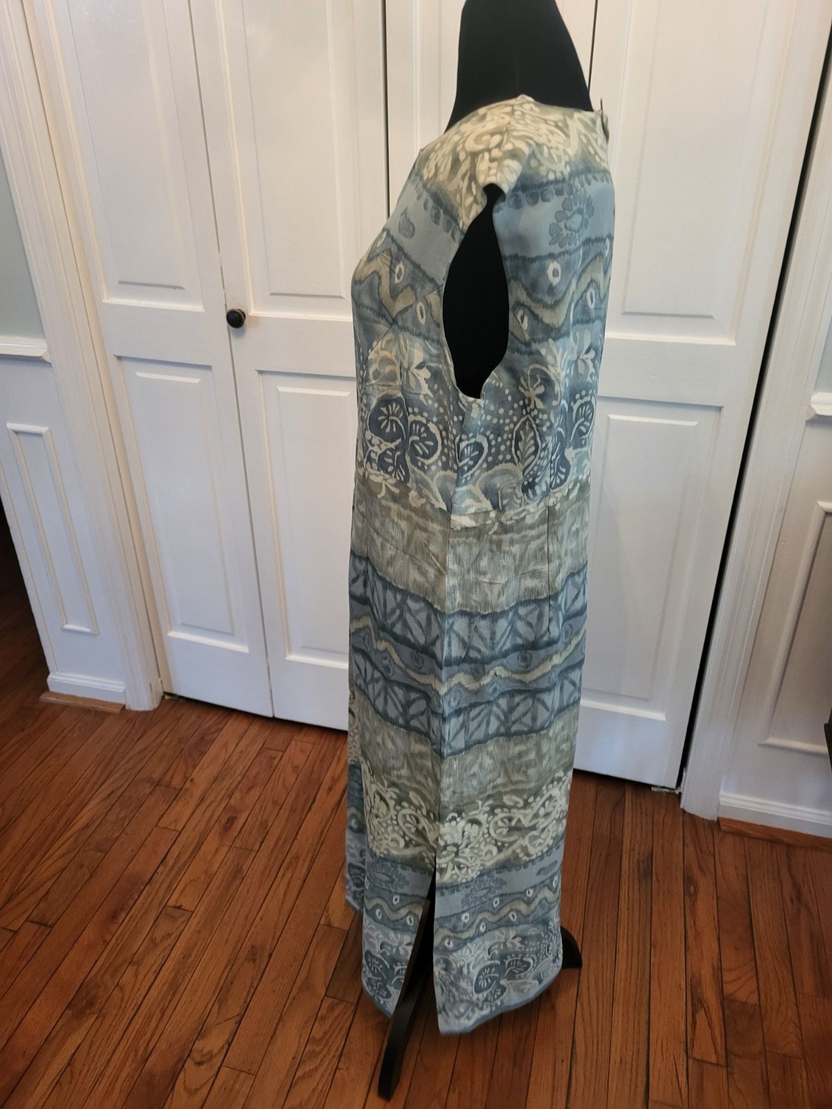 Vintage 90s Seafoam/Aqua Print 2 Piece Dress Set 14P Coastal Spring Easter Artsy