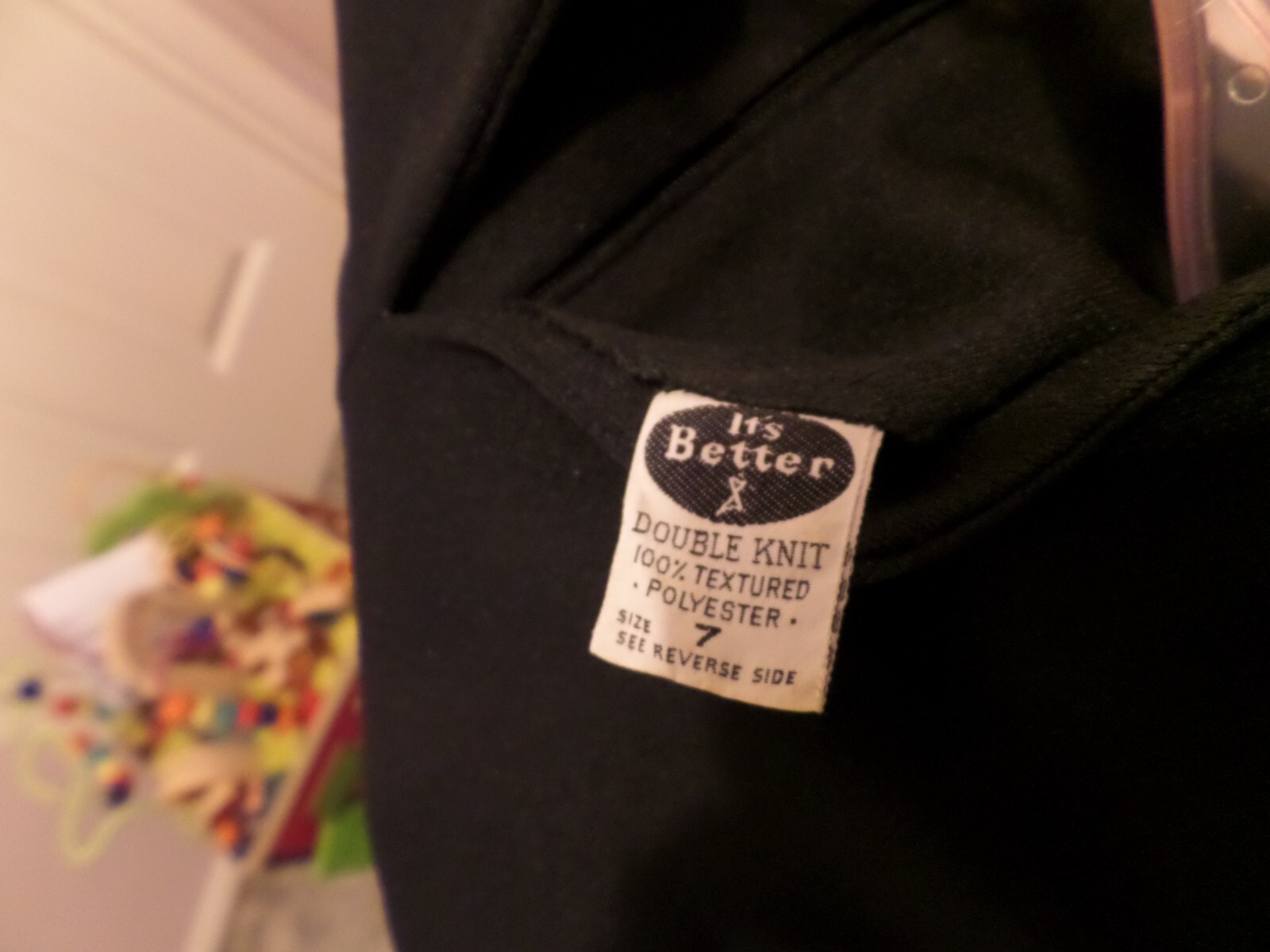VINTAGE 1970’S BLACK/FLORAL DOUBLE KNIT MAXI DRESS BY „IT’S BETTER” SIZE 7