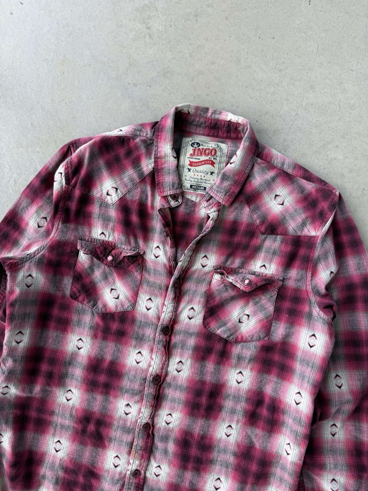 Vintage 00s Women’s Jnco Pink Plaid Button Up Flannel Shirt Size Medium Y2K