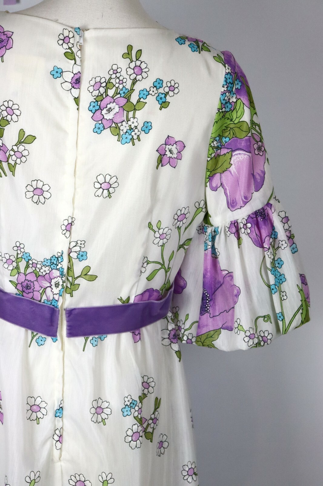 Purple Floral 70s Maxi Dress Ladies S Boho Hippy Retro Festival Prarie Vintage