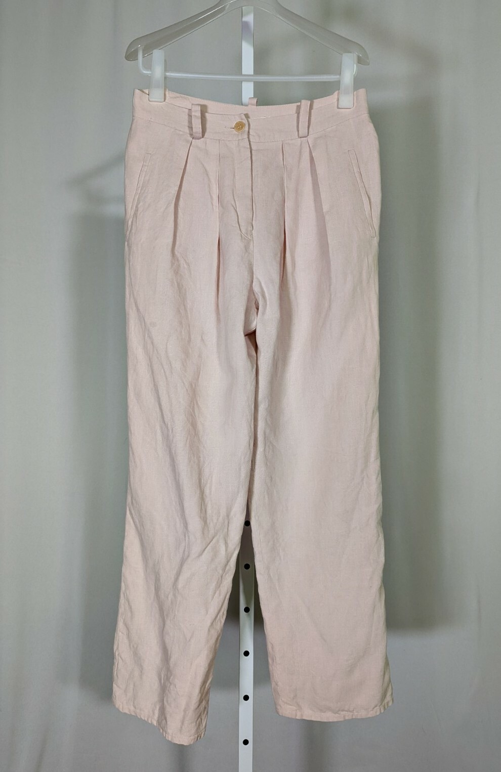 Sonia Rykiel Vintage Archive Heavy Linen Pleated Trouser Pants 30 29 Light Pink