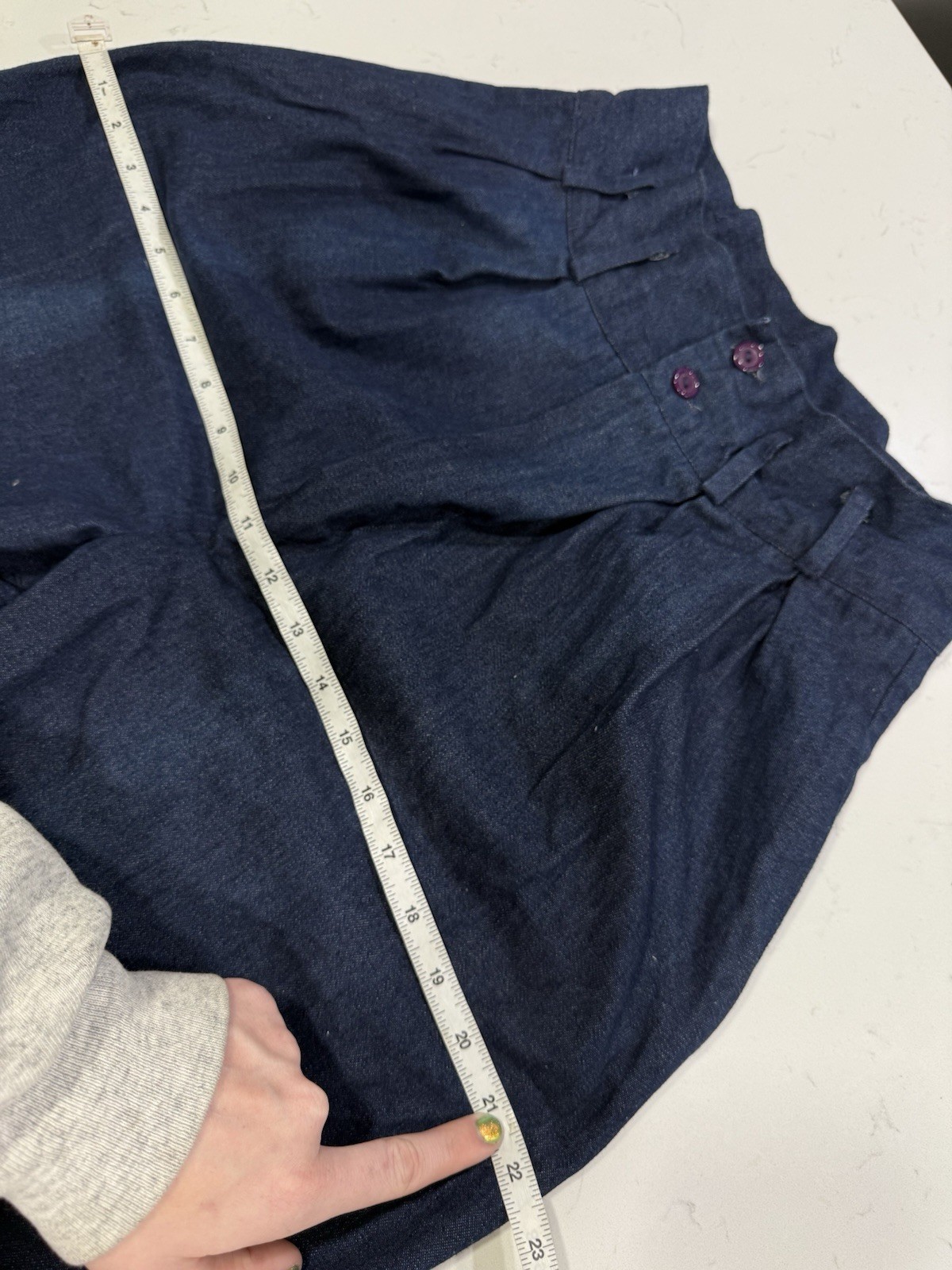 Vntg 1960/1970 Super High Waisted Wide Leg Dark Wash Jeans Waist 27 Hippy Disco