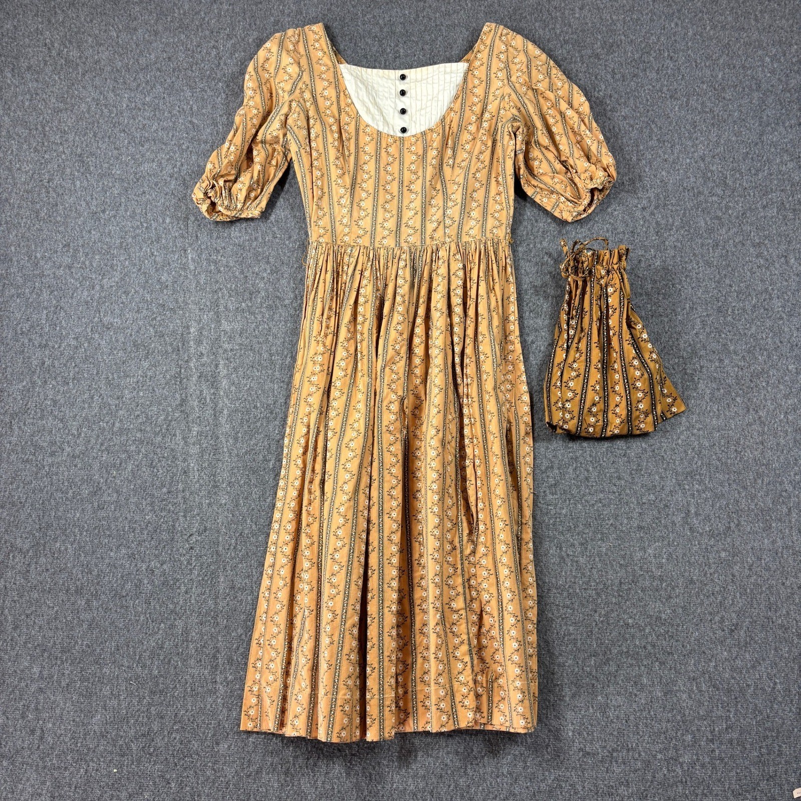 Vintage 50s Lena Paul Fashions Prairie Dress Calico Floral Puff Sleeve