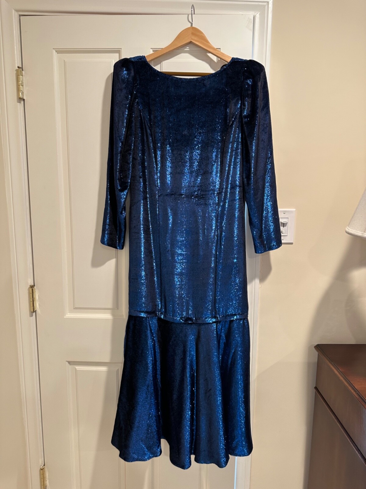 Louis Feraud Vintage Evening Gown @1980’s Shimmering Royal Blue Sz 10