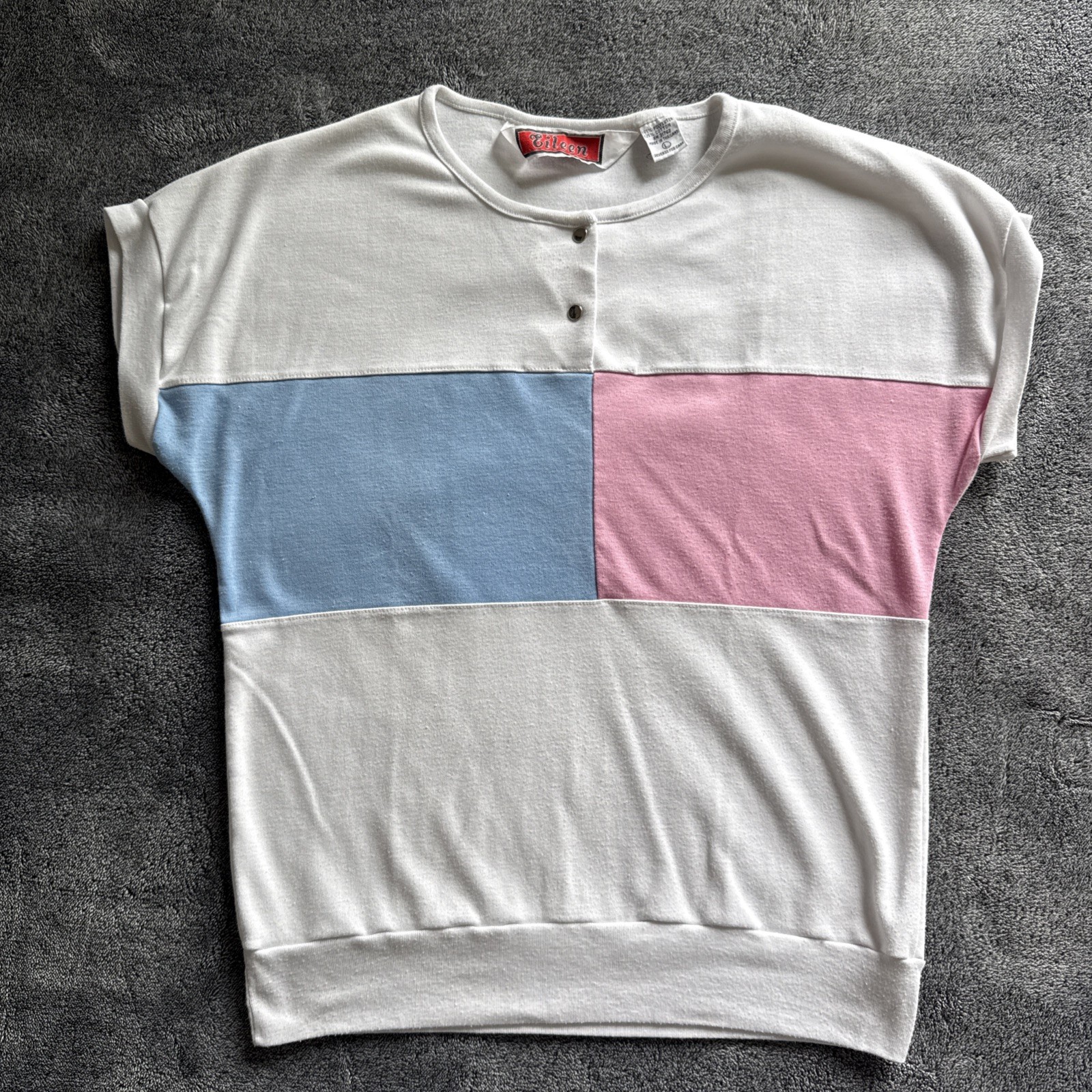 Vintage Eileen Color Block Top snap collar Women’s Size L