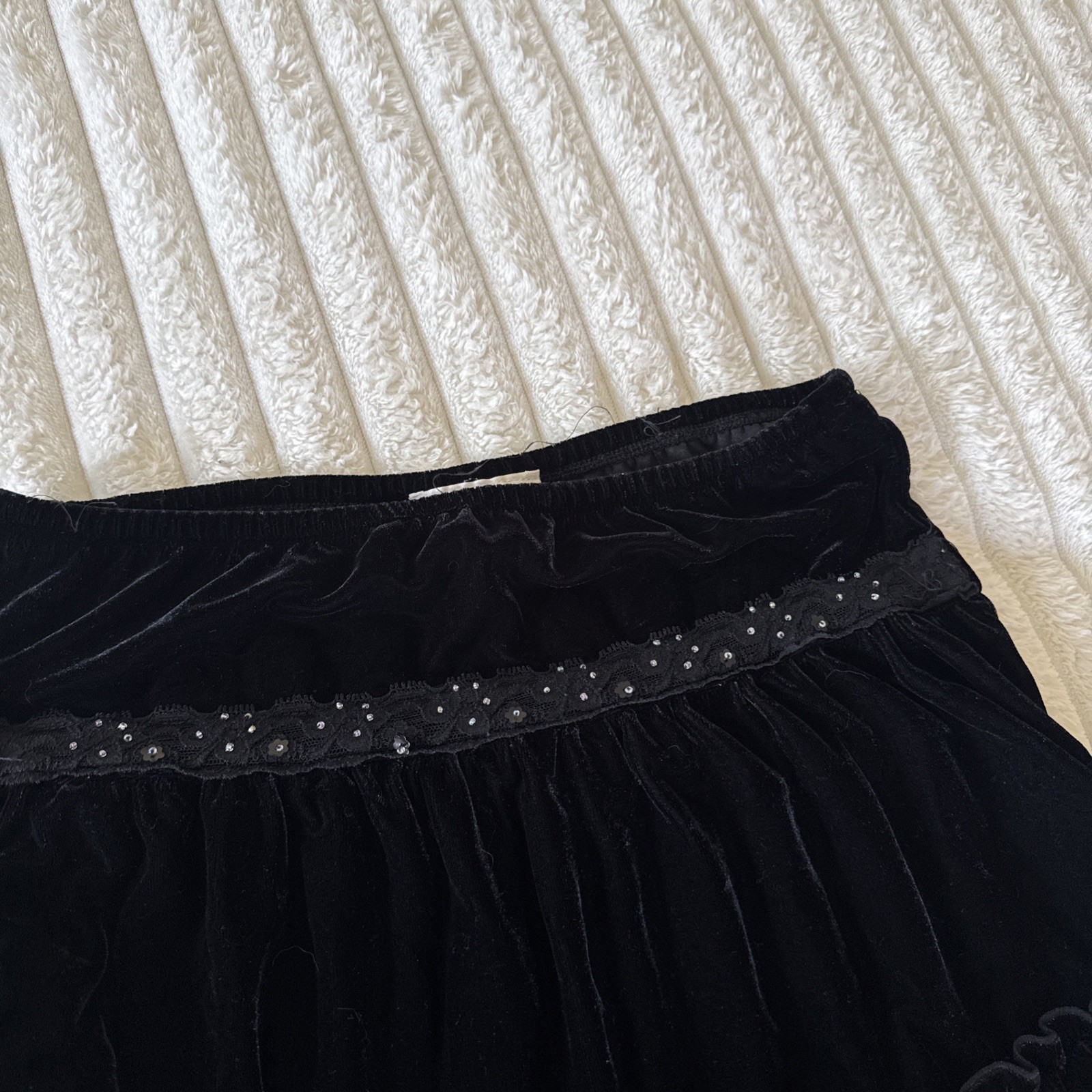Vintage 90s Whimigoth Velour Skirt Beaded Amy Byer Sz L Dark Fairy Y2k Rare Vamp