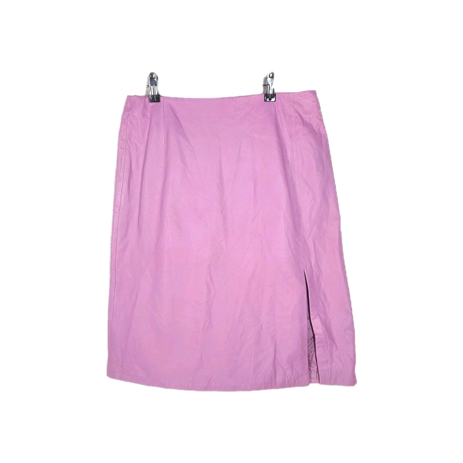 Y2K Leather Skirt Pink Calf Size 10 M/L Side Slit Retro Anne Klein 2 Mall Brand