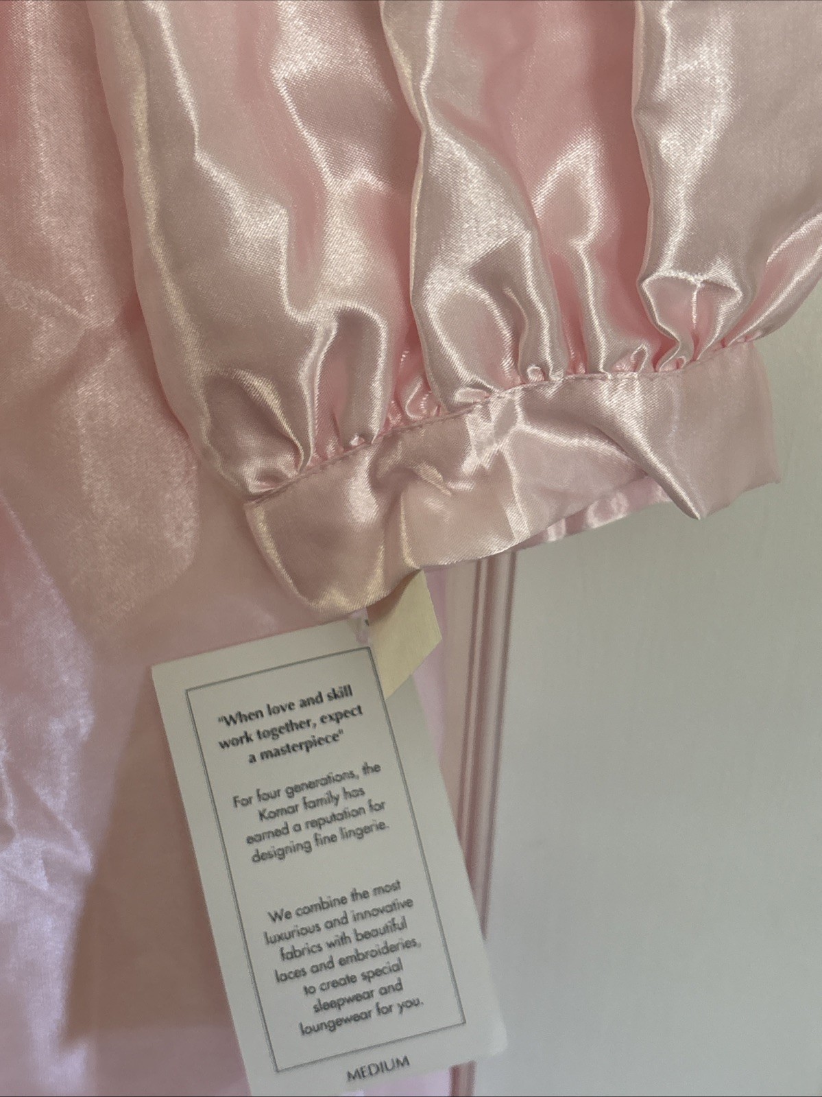 VINTAGE KOMAR Medium Long Nightgown Silky Nylon Pink New Original Tags