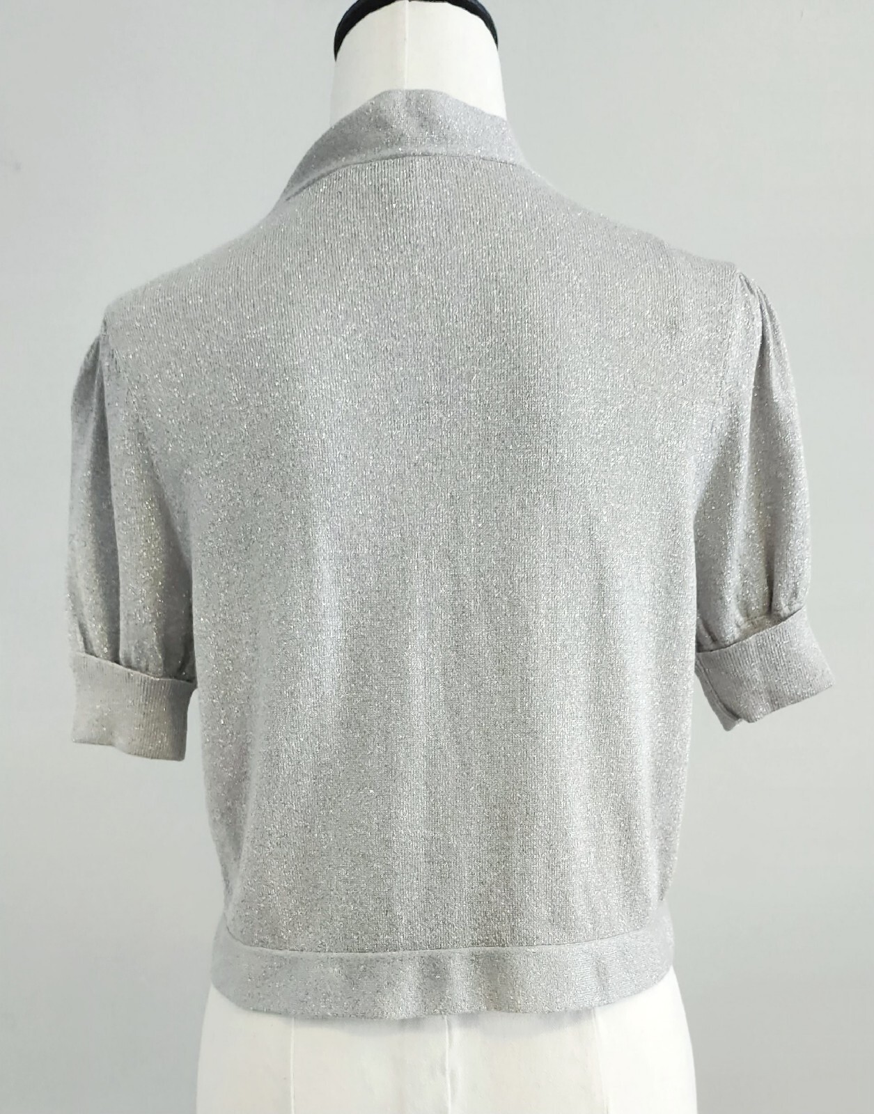 John Richmond Women Vintage Short Bolero Size 12 Silver Short Sleeve Button