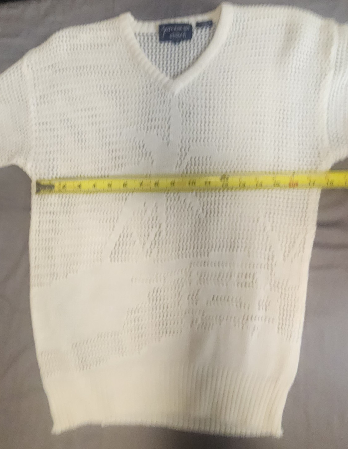 Vtg Givenchy for Chesa Palm Tree Knit Sweater White Mesh Open Weave M 80s