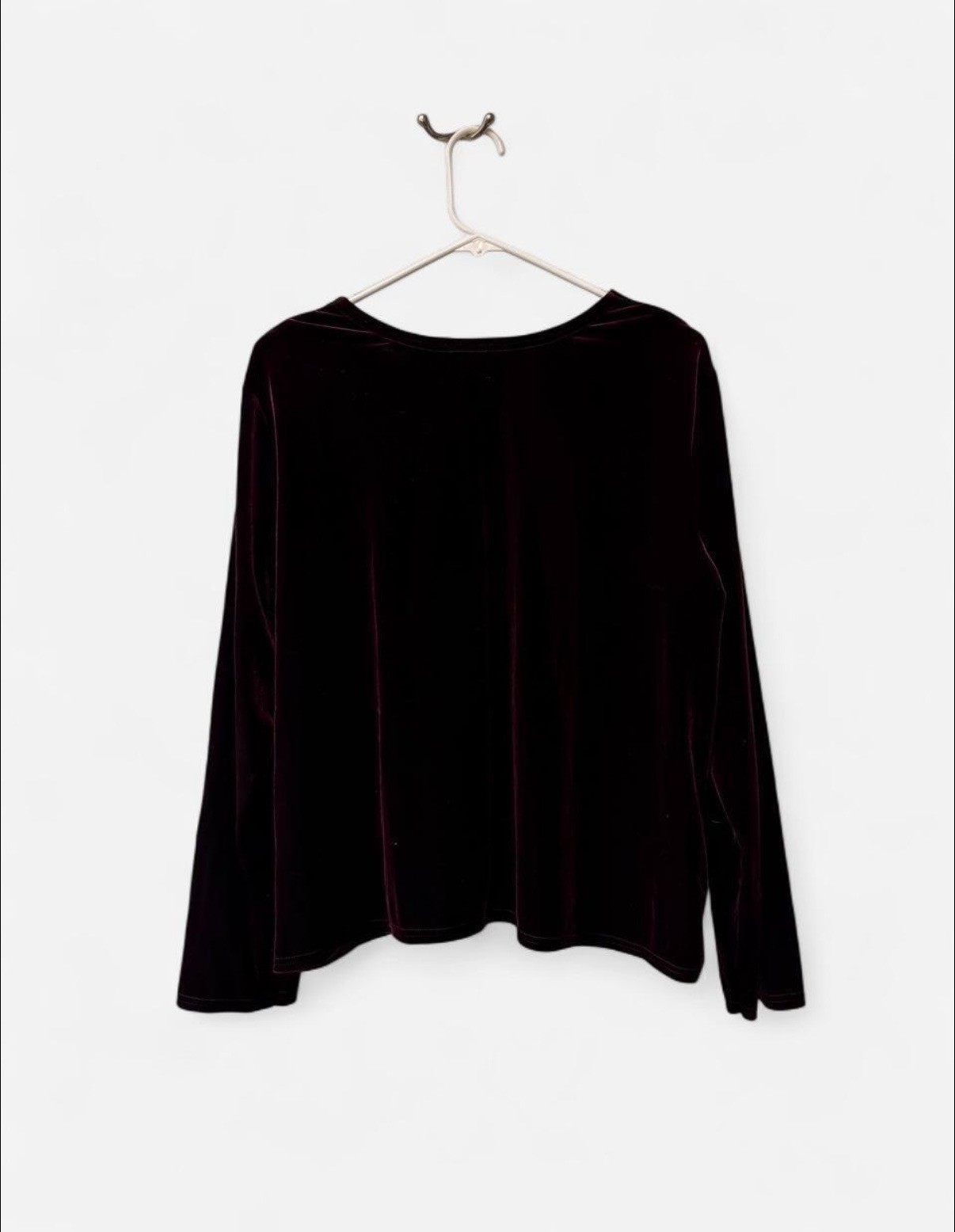 Vintage Richard & Co Burgundy Velvet Top Floral Applique Long Sleeve Women’s