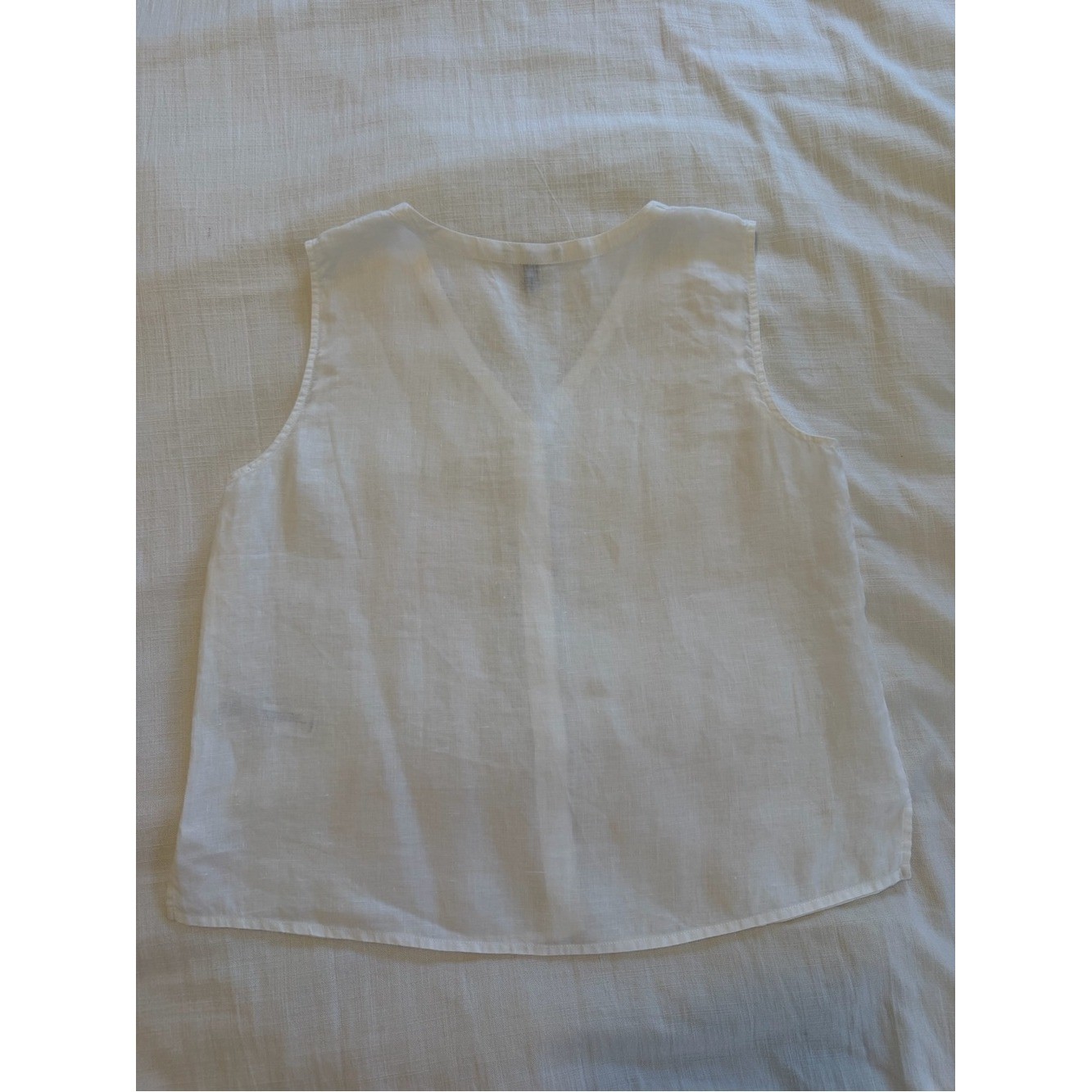 Eileen Fisher Organic Linen Knit Vest White Size Small