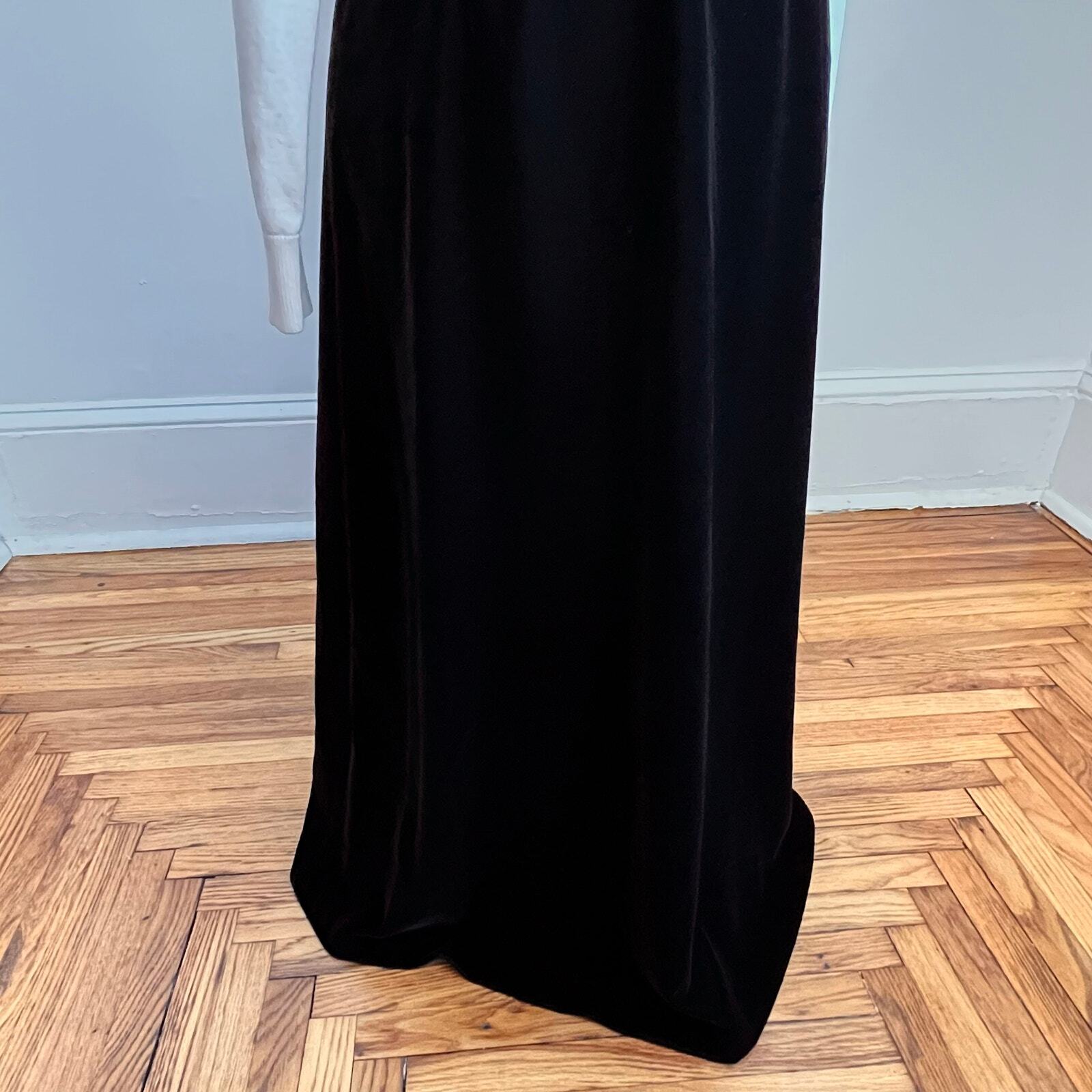 Vintage 90s Talbots Womens Classic Velvet Black High Waist ALine Midi Skirt 6P