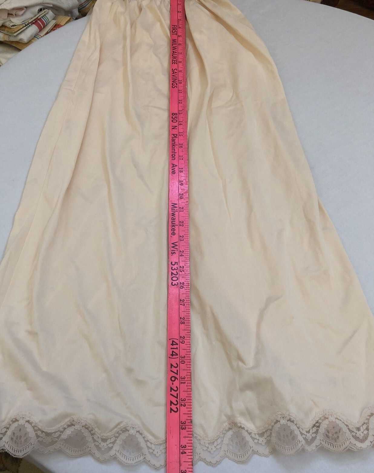Half Slip Nylon Lace Tricot Long Medium 6 Vintage Cream Side Slit Greenco Maid