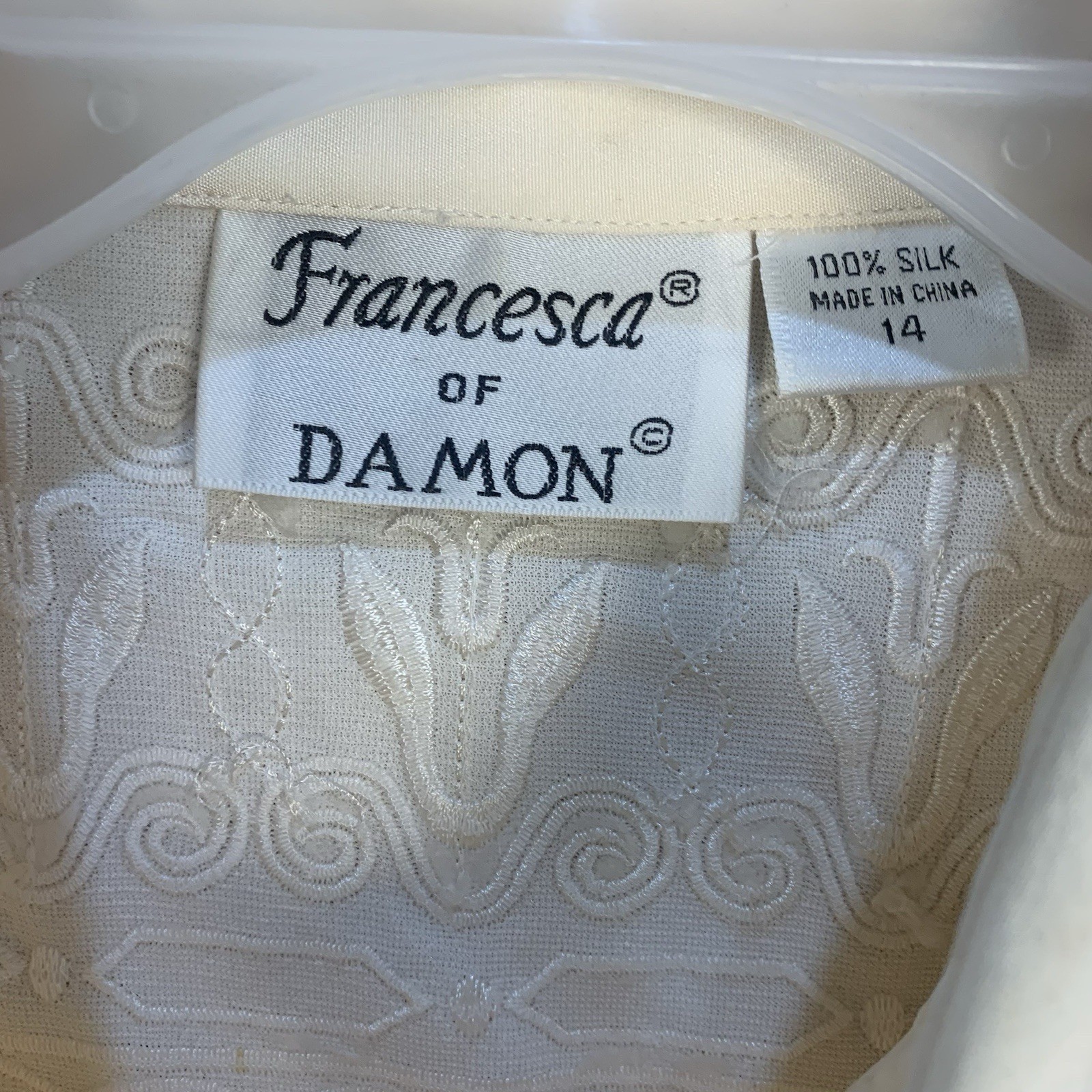 VTG Francesca of Damon 100% Silk Embroidered Tassel Country Western Blouse 14