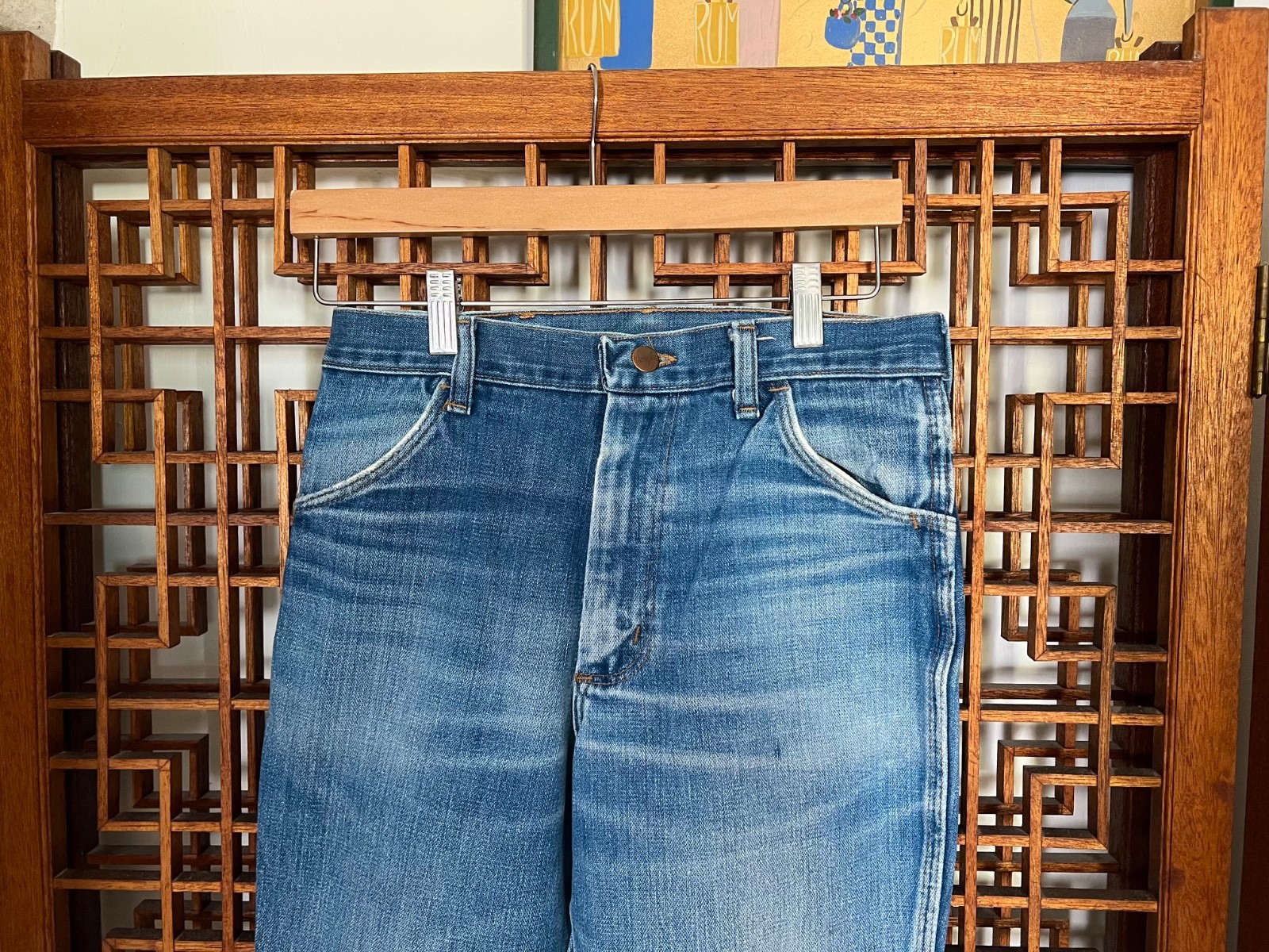 Vintage 1970s Wrangler Bootcut Flare Distressed Jeans Hippy Denim Hippie Bell 6S