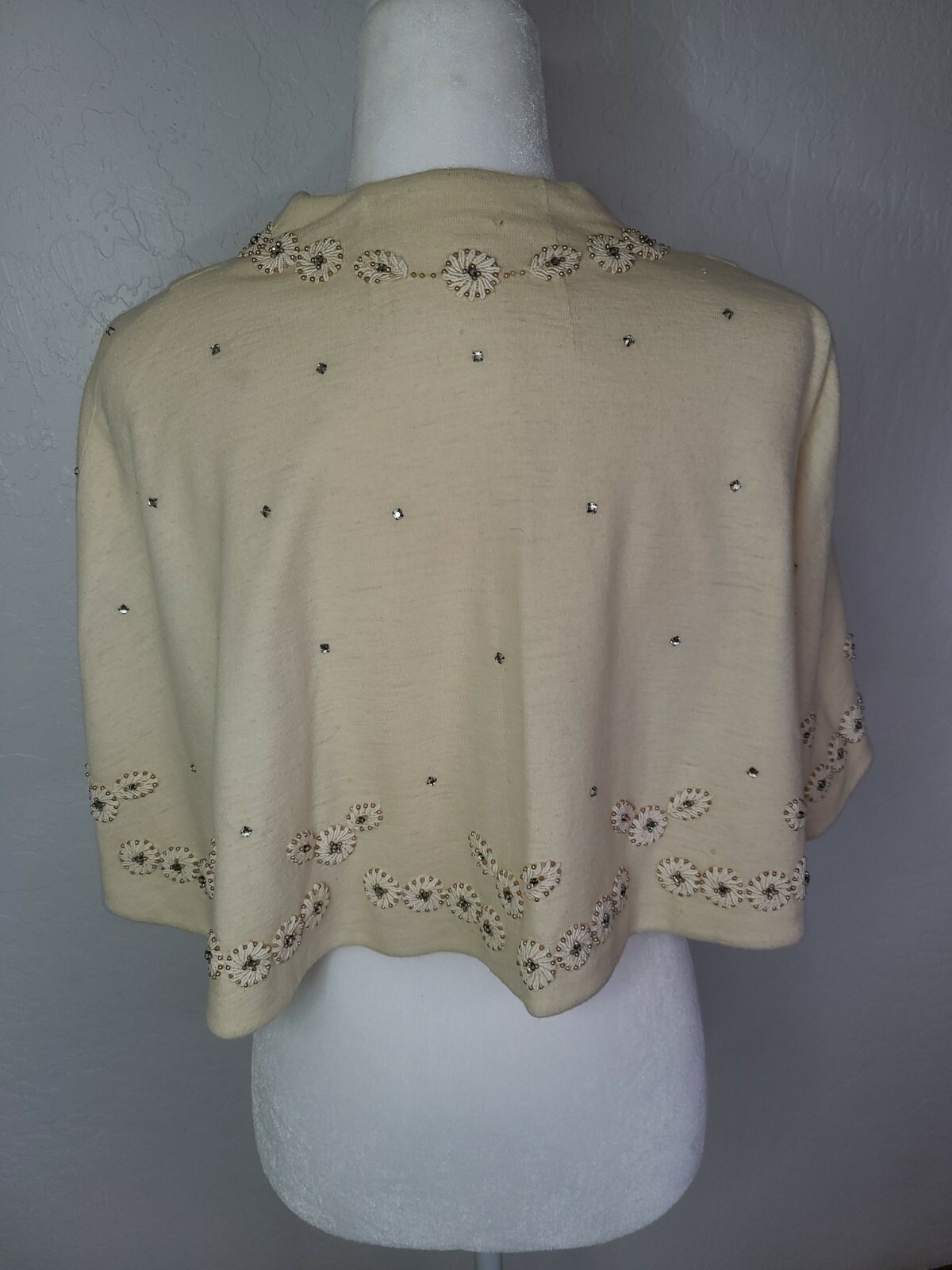 Vintage 1950s Shawl, Cape Or Bolero. Beaded Retro bling mad men house wife