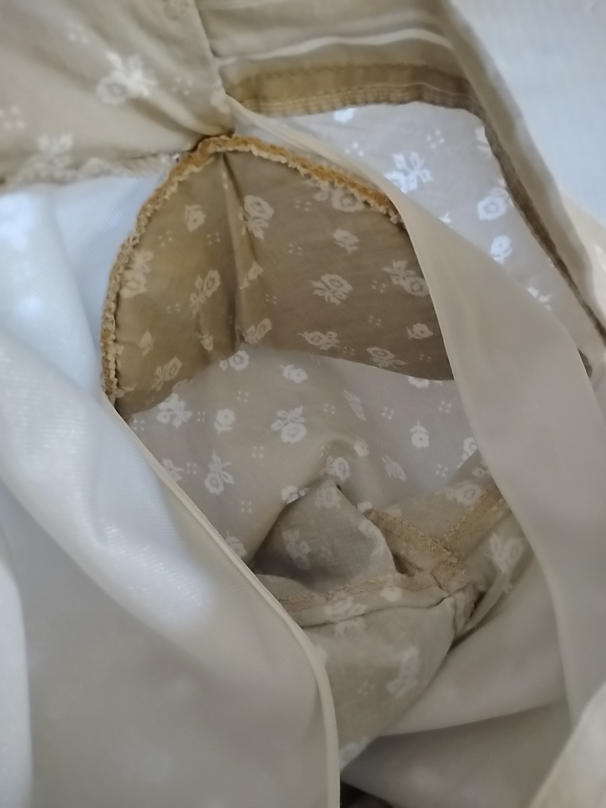 Vtg You Babes Drop-Waist Edwardian V-Neck Prairie Cottage Dress Calico Floral S
