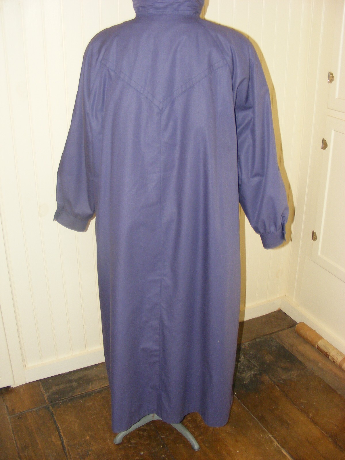80S TRENCH COAT LONDON FOG WOMENS PLUM PURPLE WOOL LINED POLY COTTON FULL LENGTH