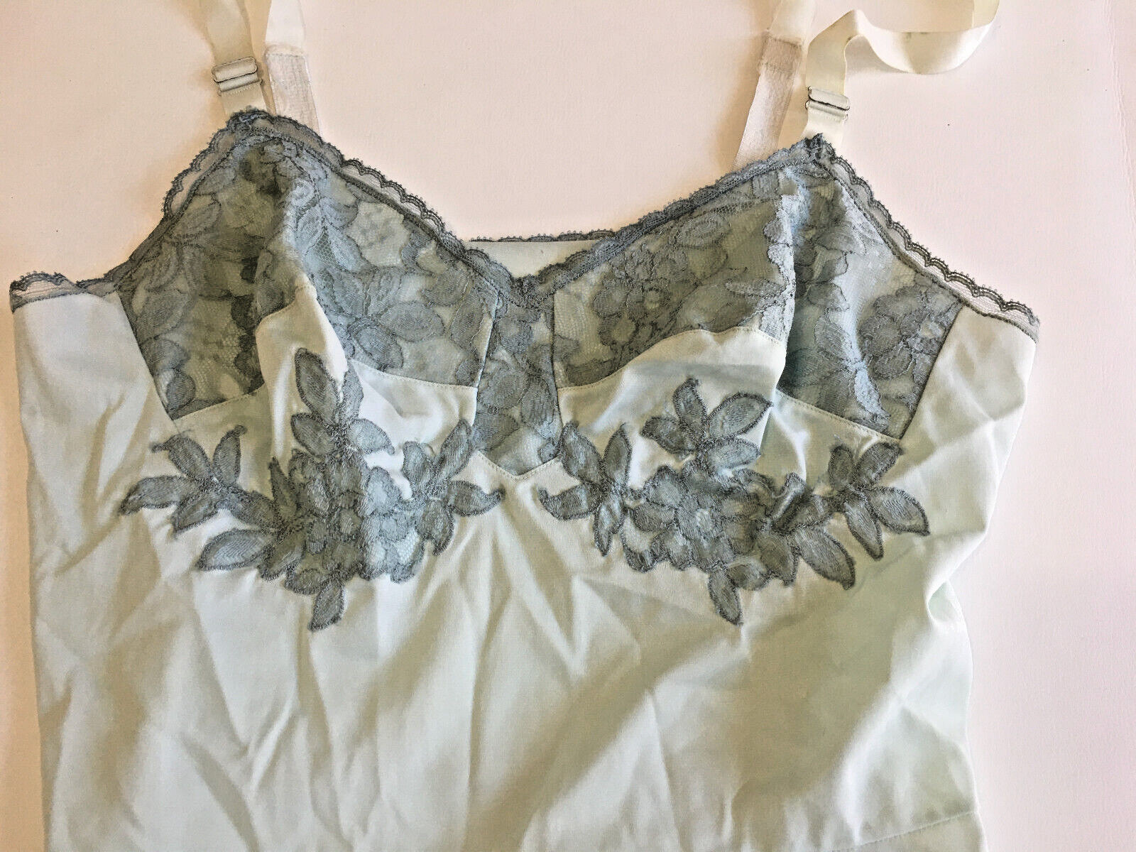 34-Short, Vintage CHARMODE 1950s 60s SEARS Jade All Nylon Full Slip Dress USA