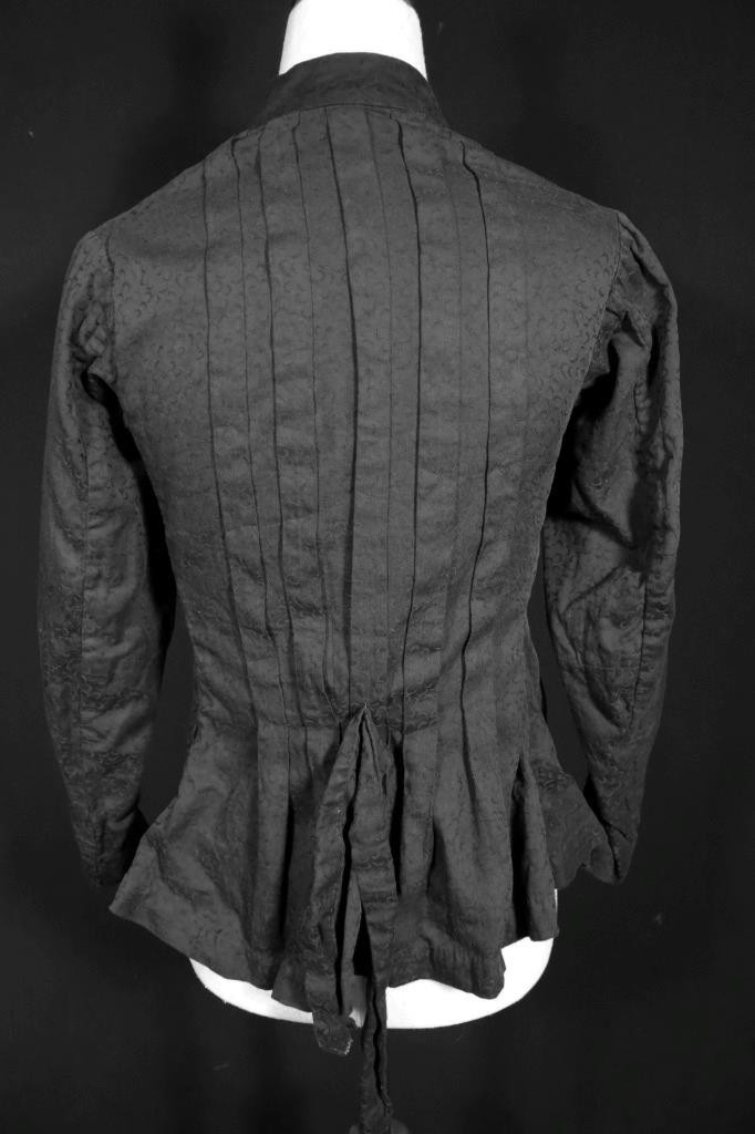 Antique French Edwardian Black Cotton Blouse Size Small Excellent Condition