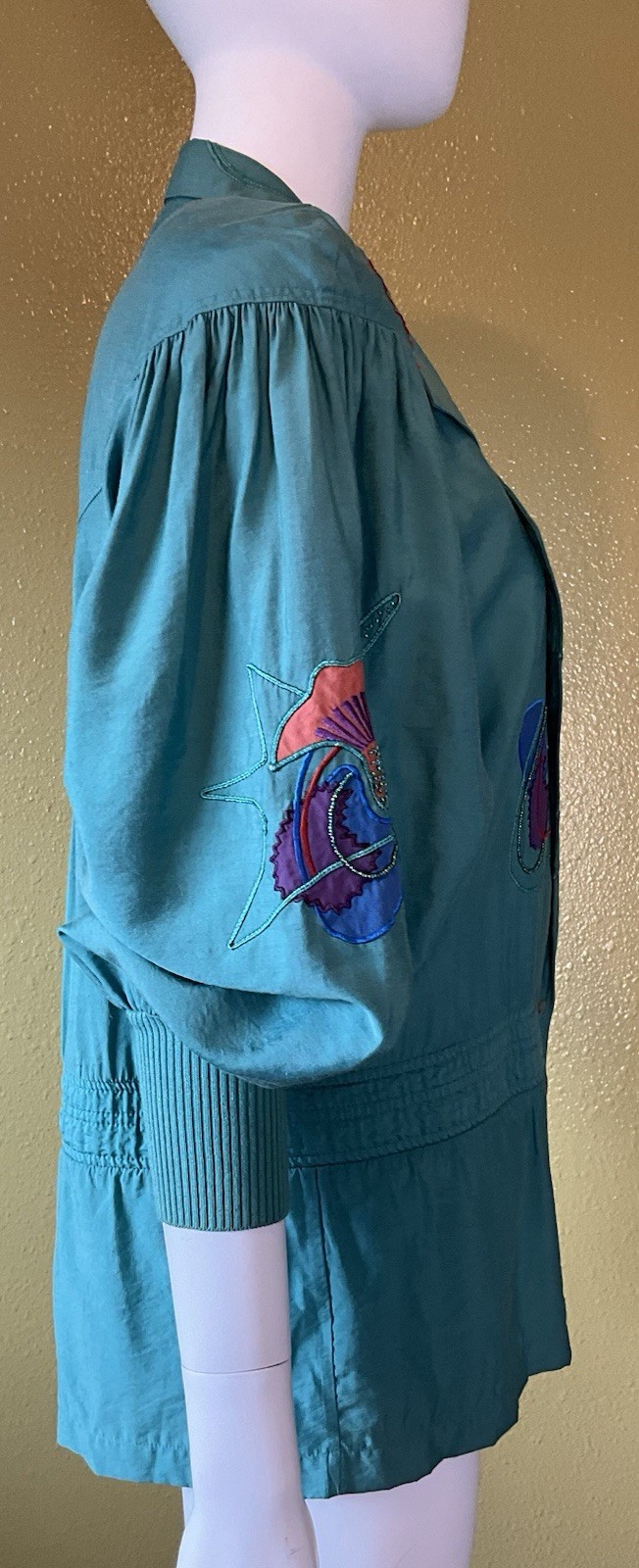 Vtg 80s Marc D’arcy Jacket Embroidered Beaded Applique Shoulder Pads Sz 4 Button