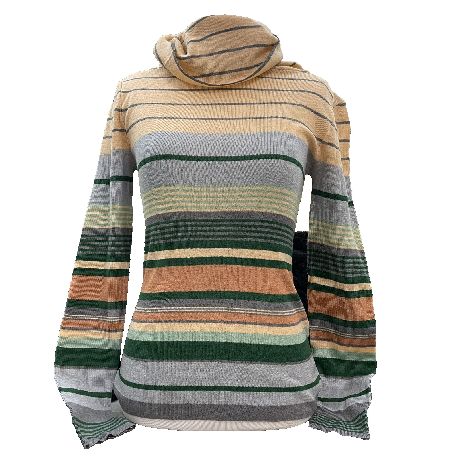 Vintage 70’s M Foxmoor Stripes Turtleneck Acrylic Pastel Multicolor Long Sleeve