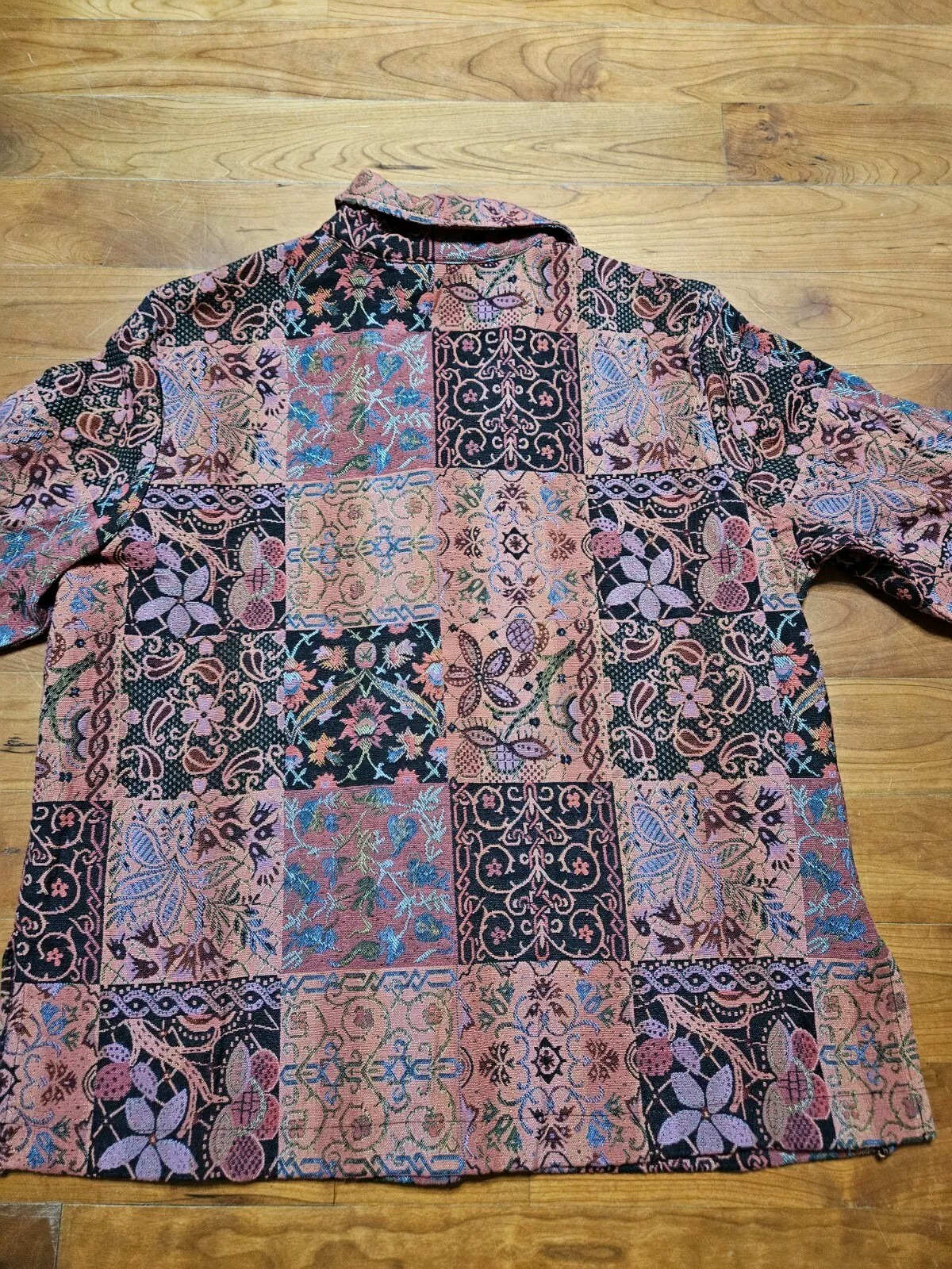 TravelSmith Sz Large Vintage Womens Multicolor Tapestry Jacket Boho Floral