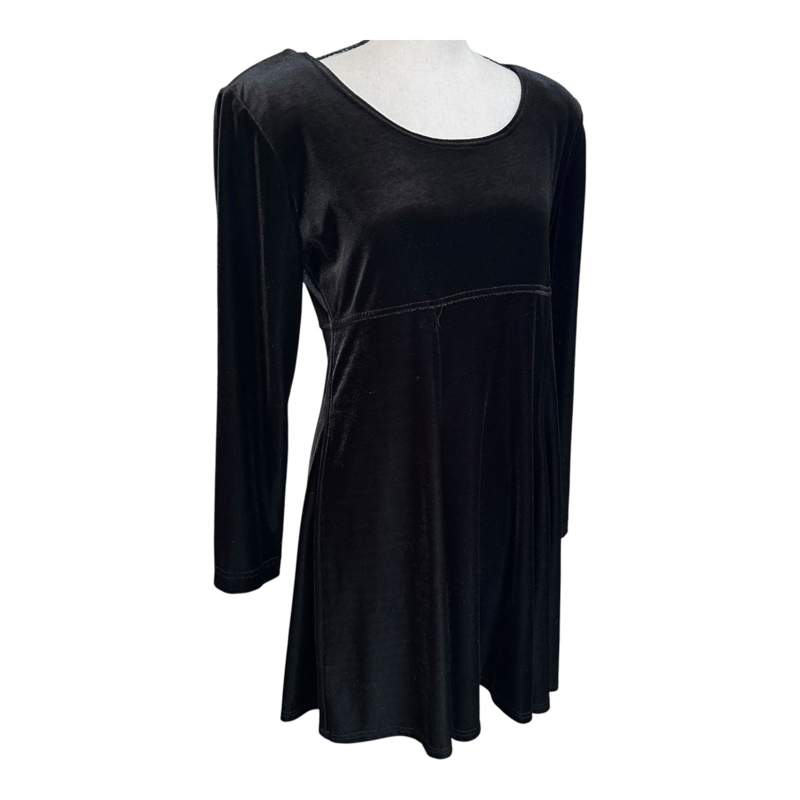 Vintage Molly Malloy Black Velvet Mini Dress Size 12 Fit & Flare Goth