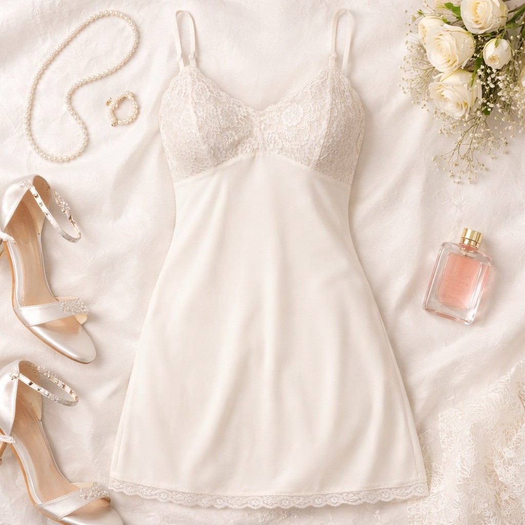 Vtg Sexy Lace Slip Dress Bridal Getting Ready Lingerie Ivory Coquette Boudoir M